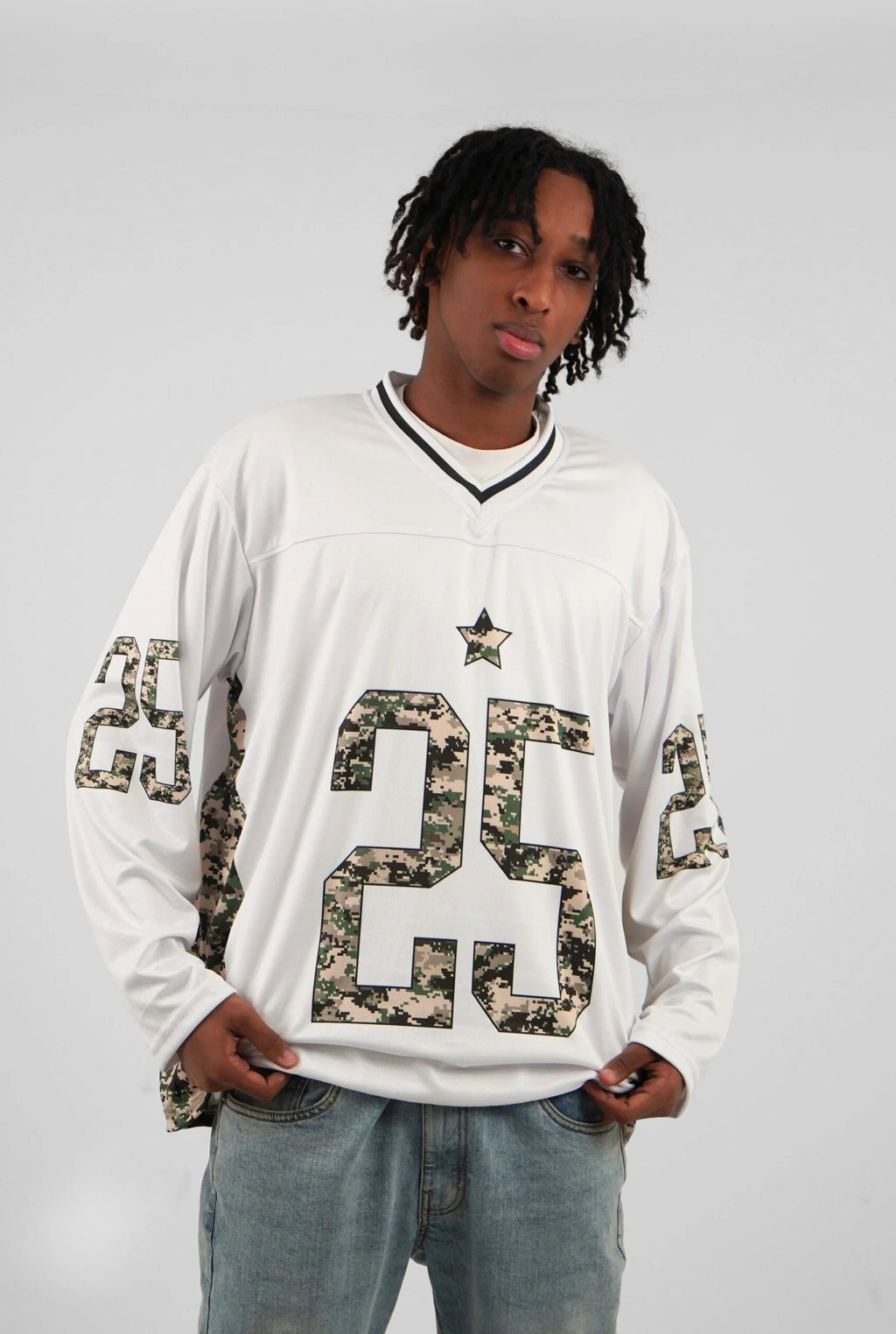 Unisex Camo Long Sleeve Oversize Jersey White Edition