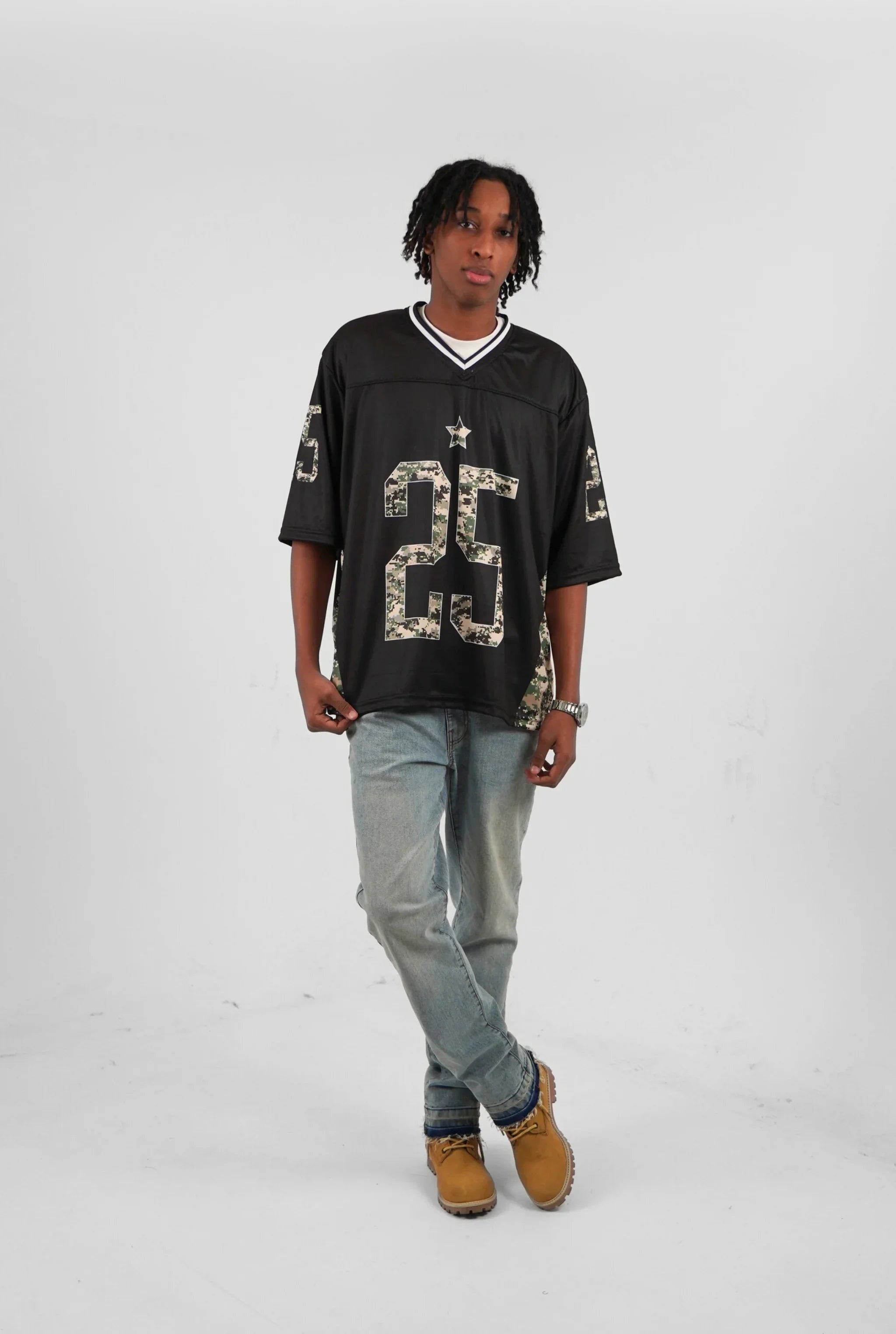 Unisex Camo Half-Sleeve Oversize Jersey Black Edition