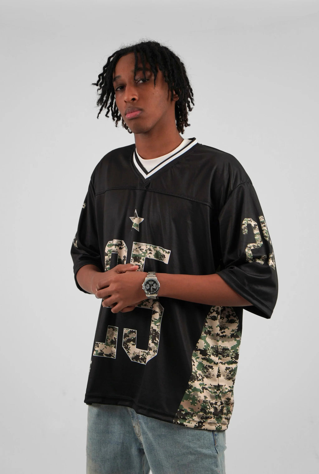 Unisex Camo Half-Sleeve Oversize Jersey Black Edition