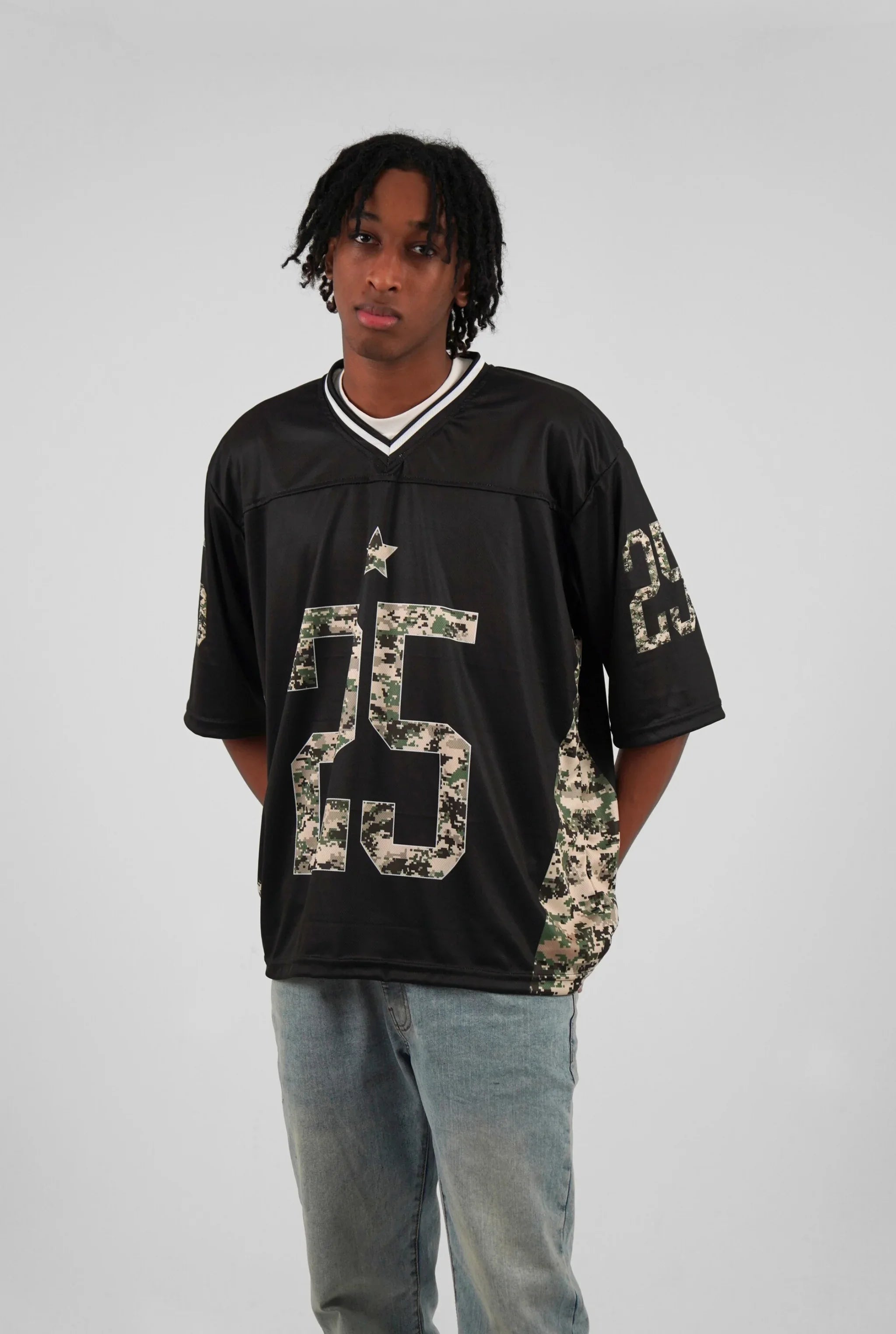 Unisex Camo Half-Sleeve Oversize Jersey Black Edition