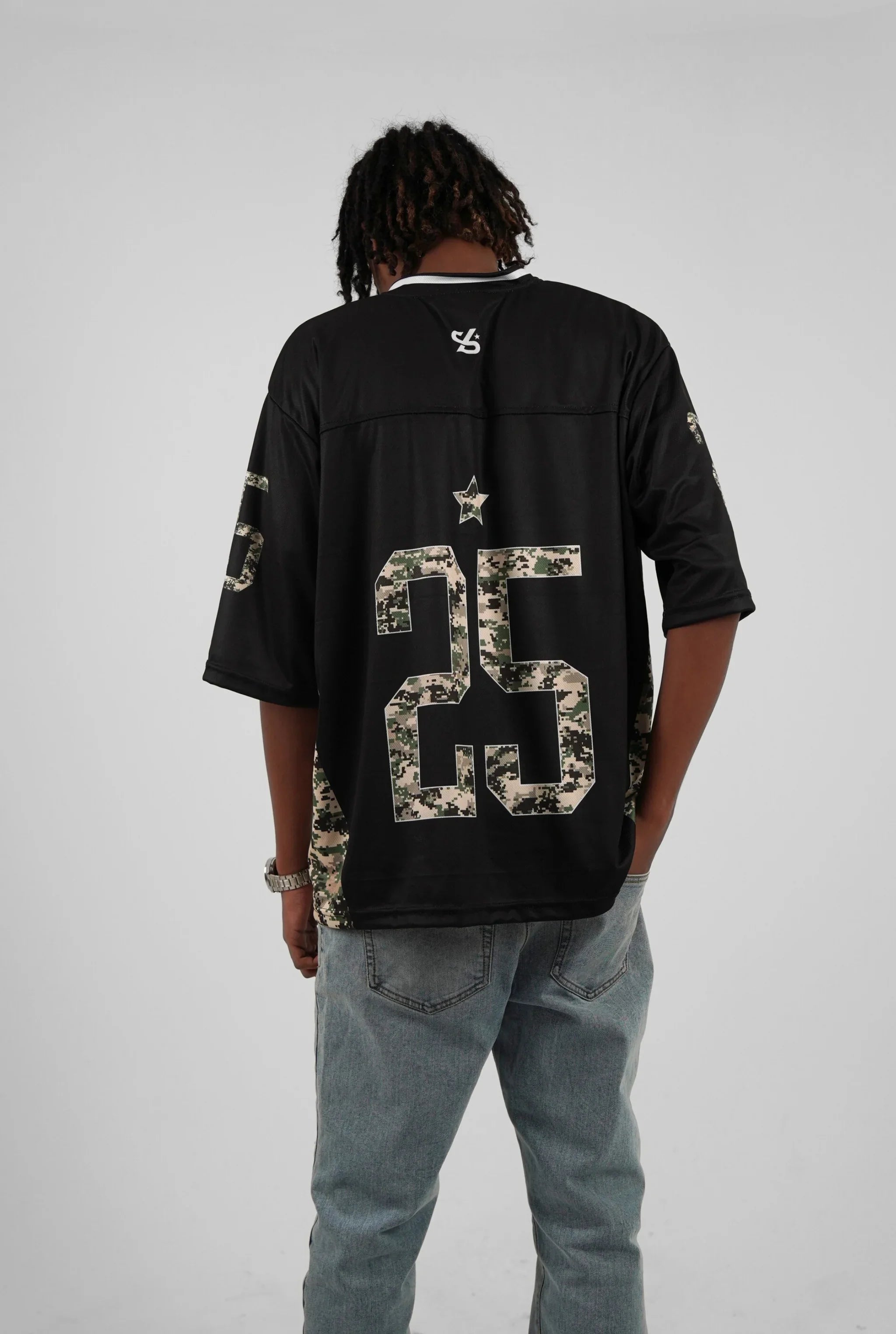 Unisex Camo Half-Sleeve Oversize Jersey Black Edition