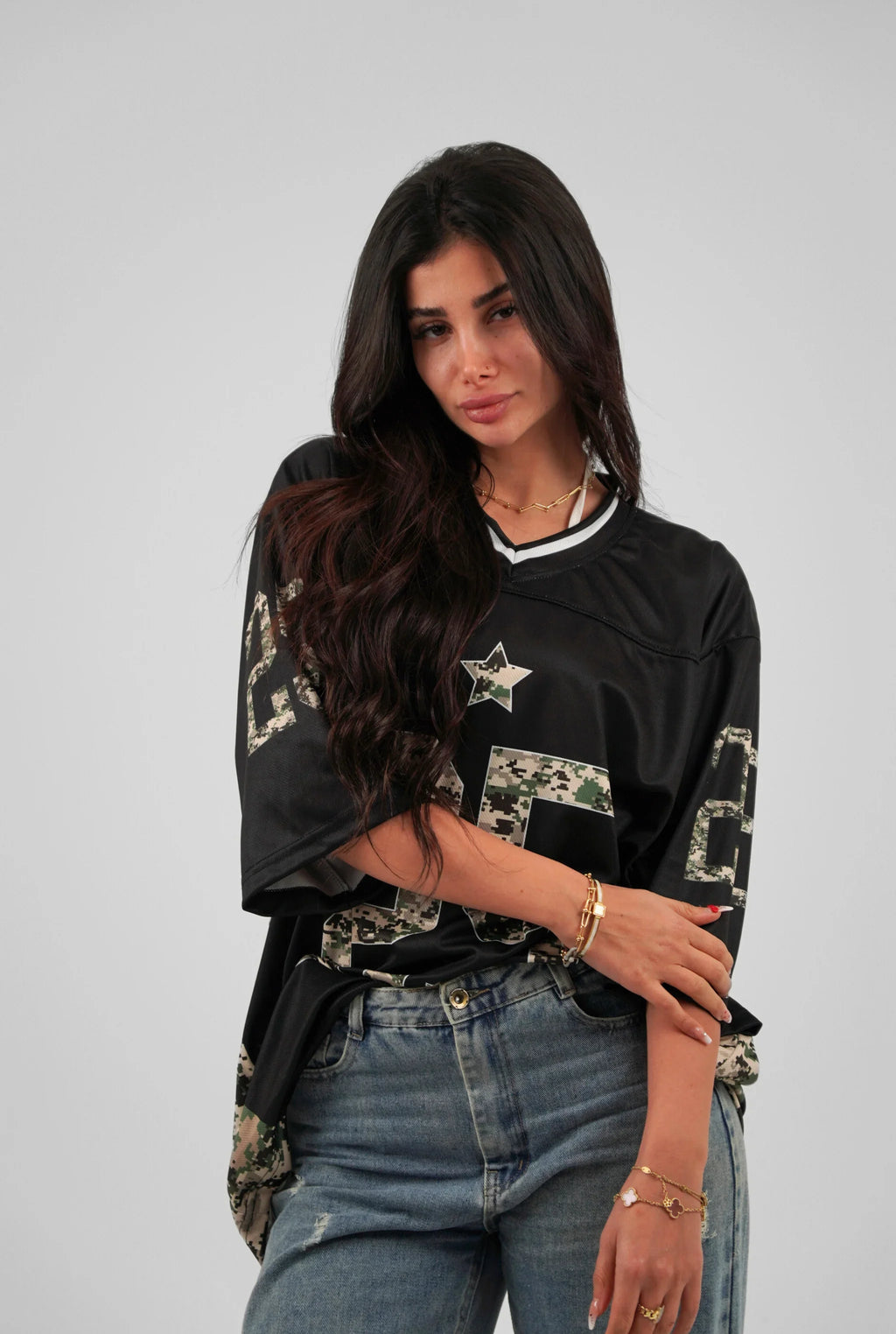 Unisex Camo Half-Sleeve Oversize Jersey Black Edition
