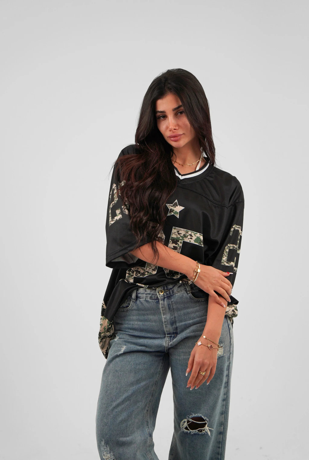 Unisex Camo Half-Sleeve Oversize Jersey Black Edition