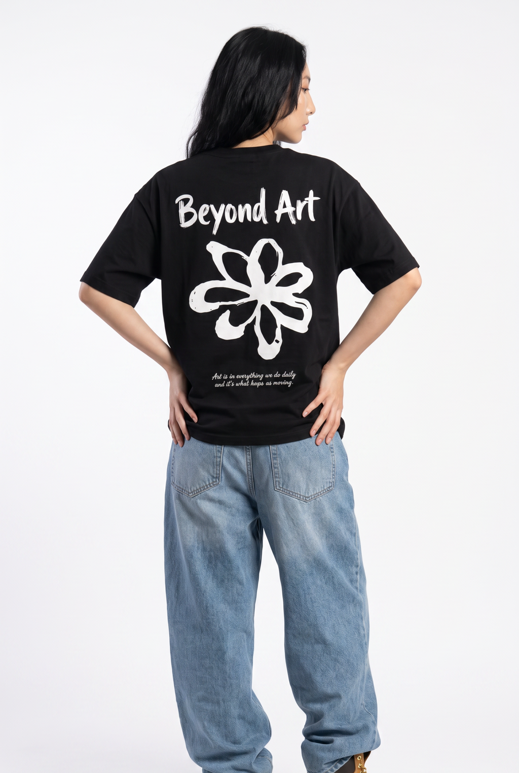 Beyond Art Black Unisex Oversize T-Shirt