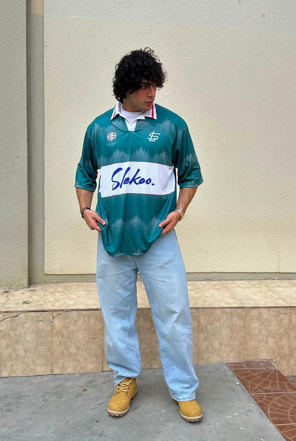 Unisex Slekoo Club Polo Oversize Jersey Teal Edition