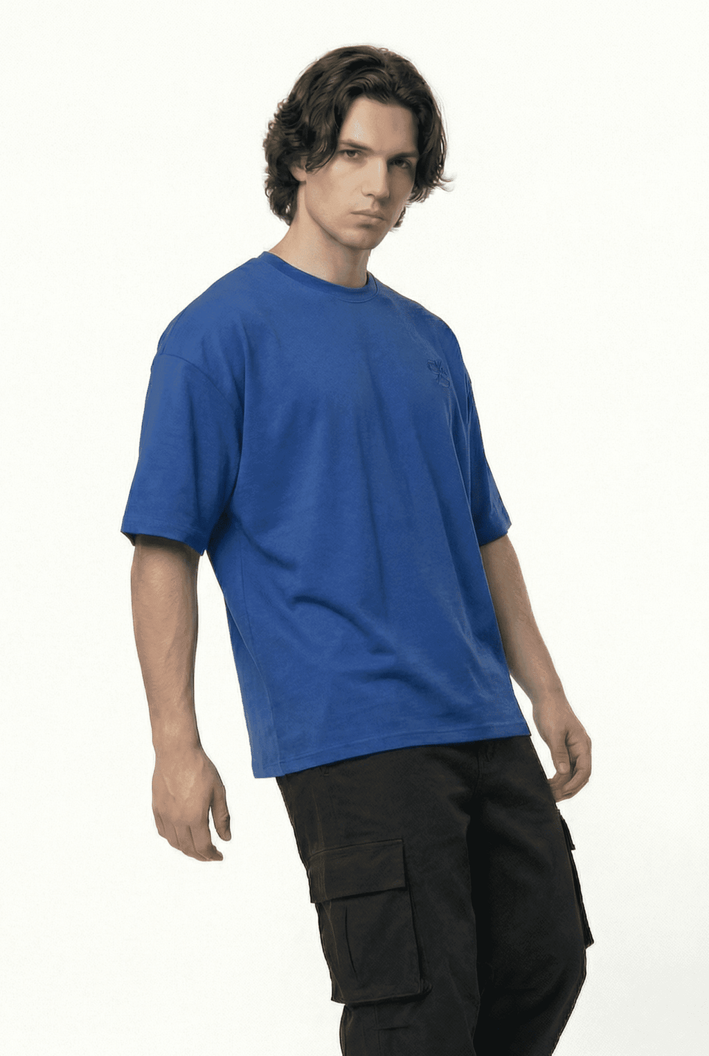 Basic Blue Oversize T-Shirt & Baggy Cargo Pants Set