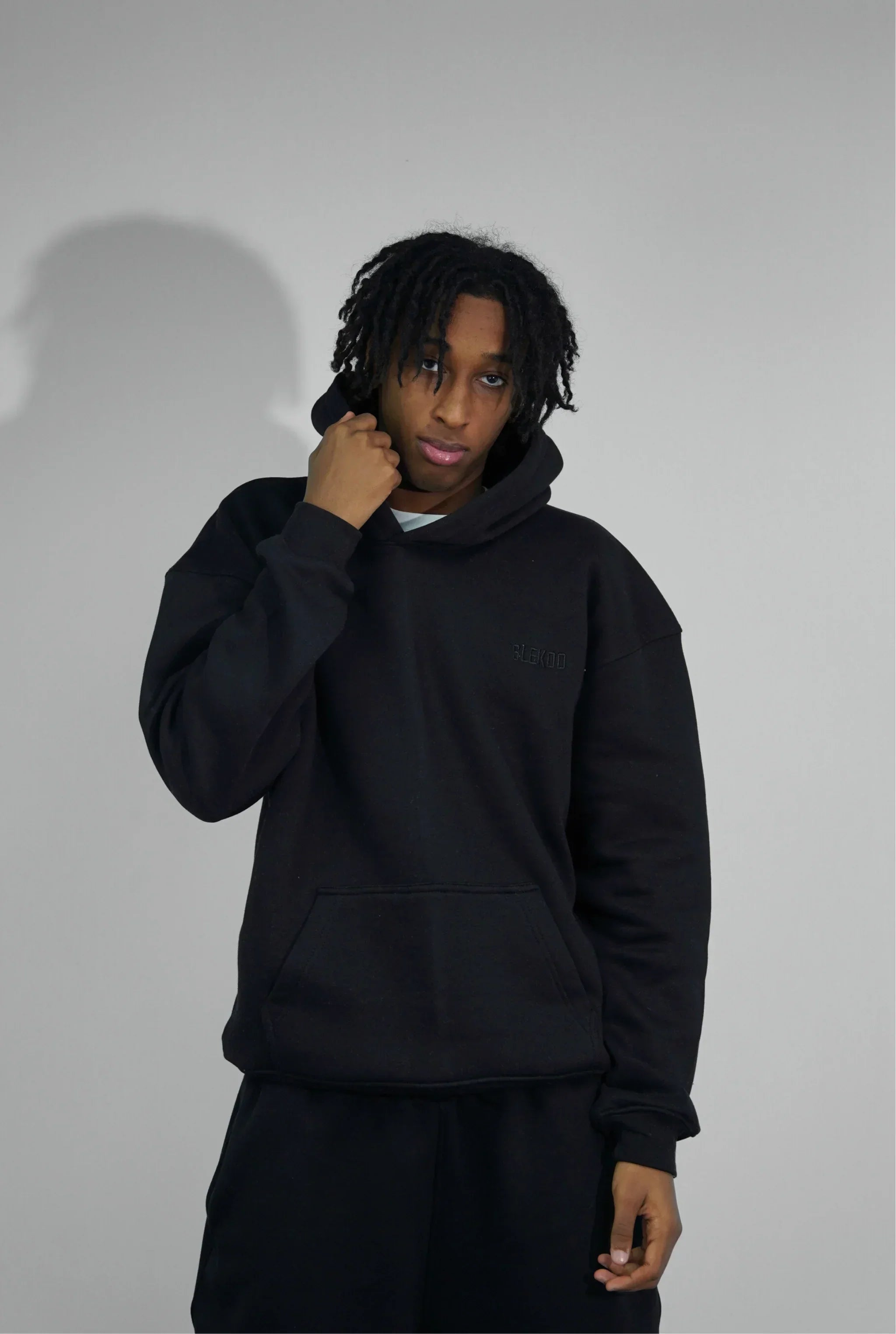 Basics Unisex Black Tracksuit Oversize Hoodie & Baggy Sweatpants V1