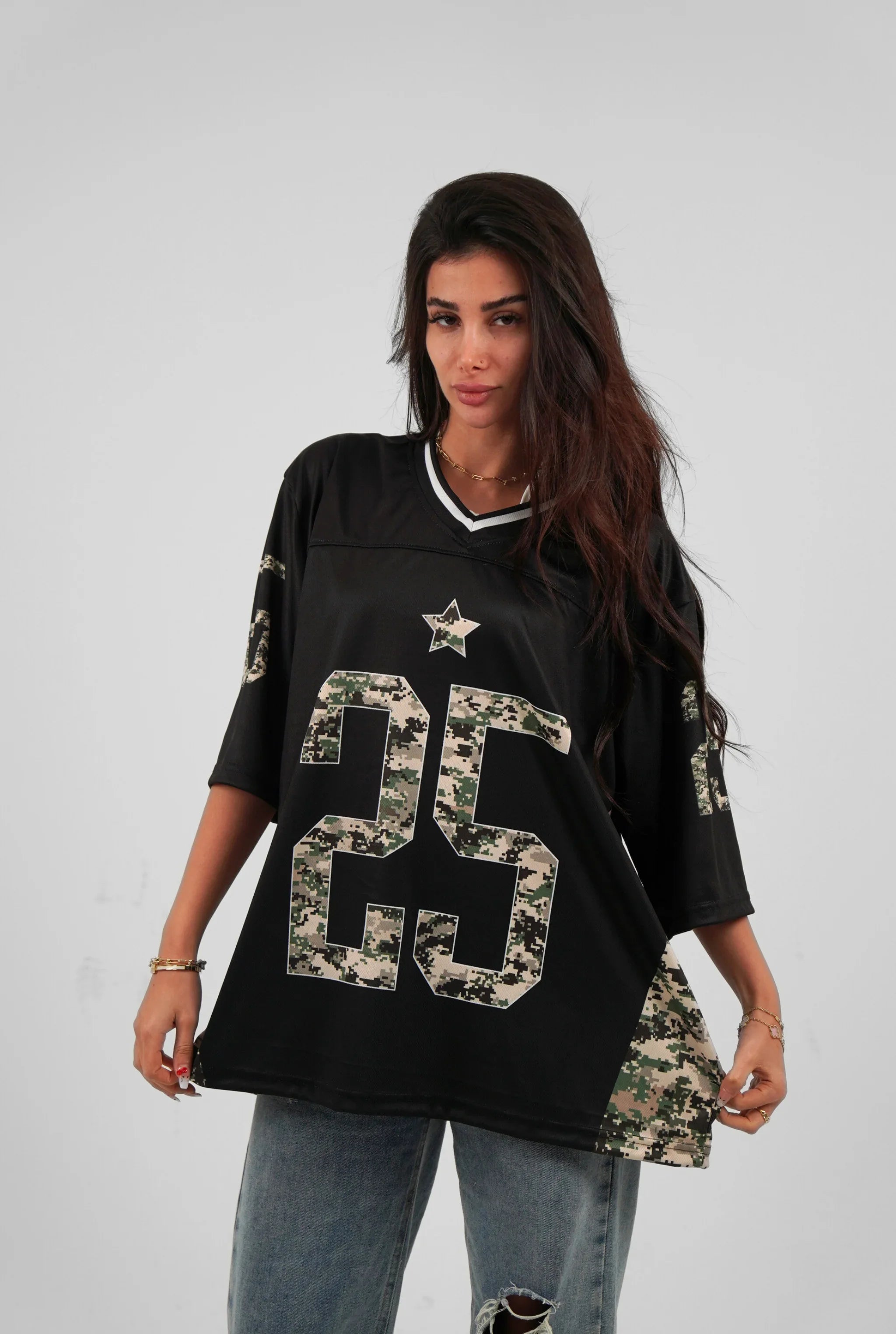Unisex Camo Half-Sleeve Oversize Jersey Black Edition