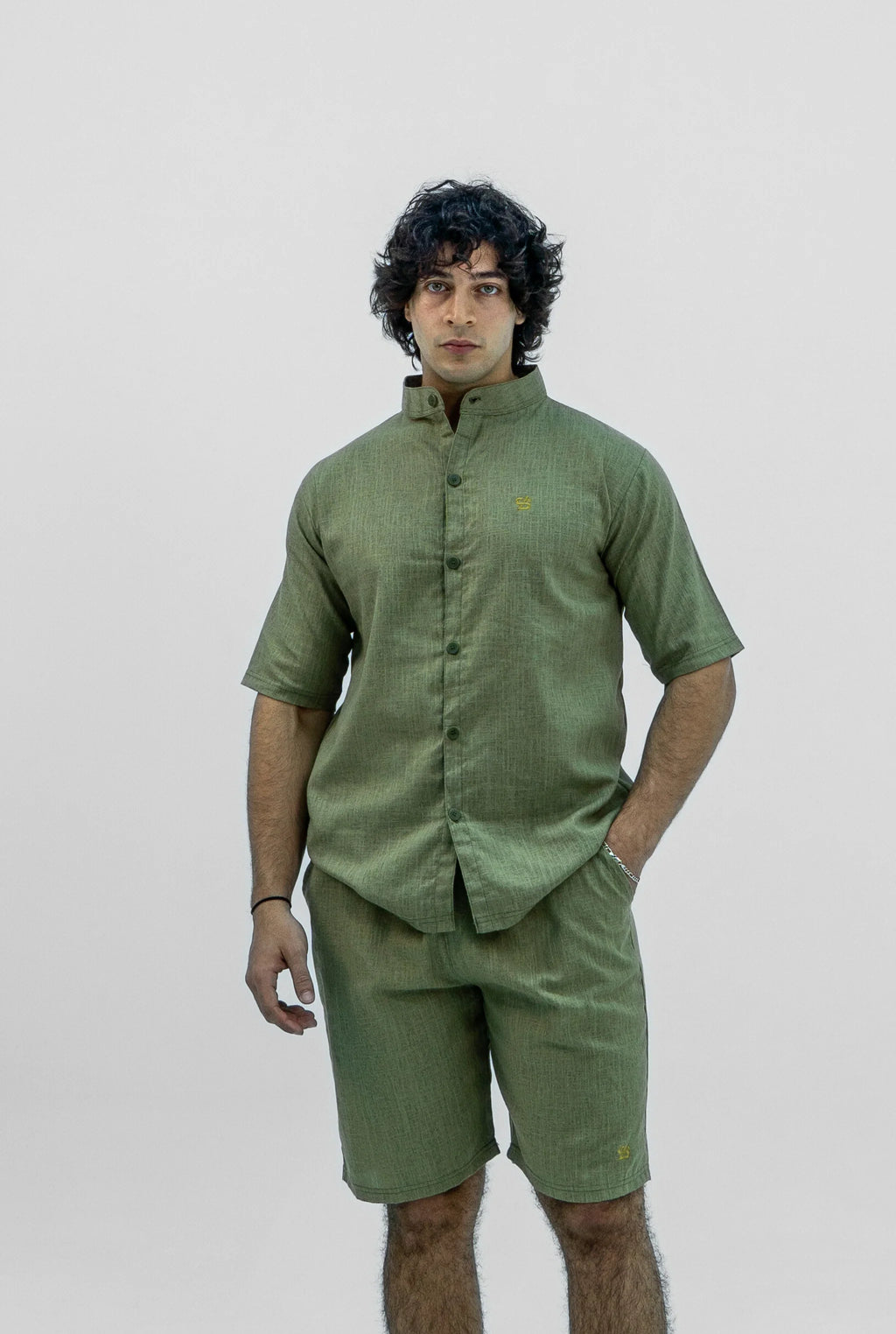 Men S25 Linen Shirt & Shorts Set