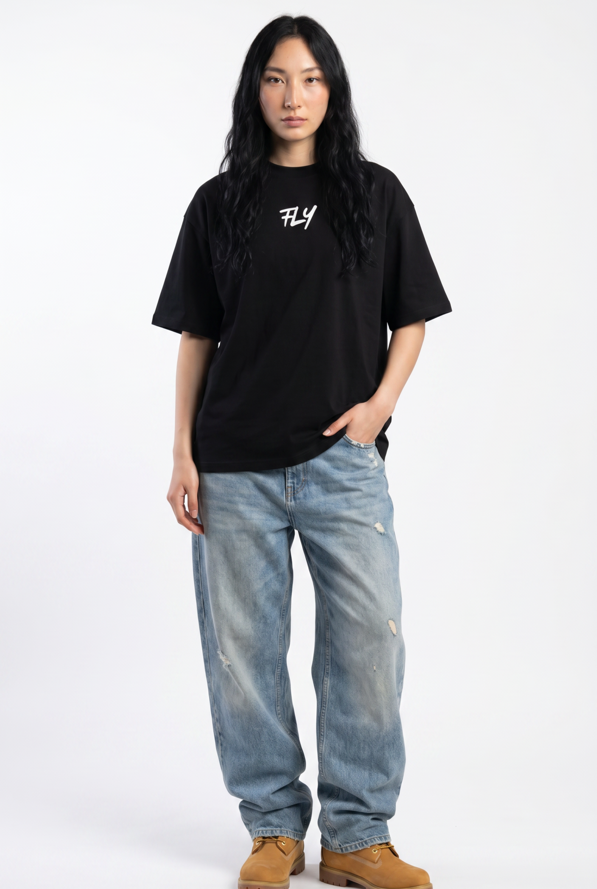 Fly Black Unisex Oversize T-Shirt