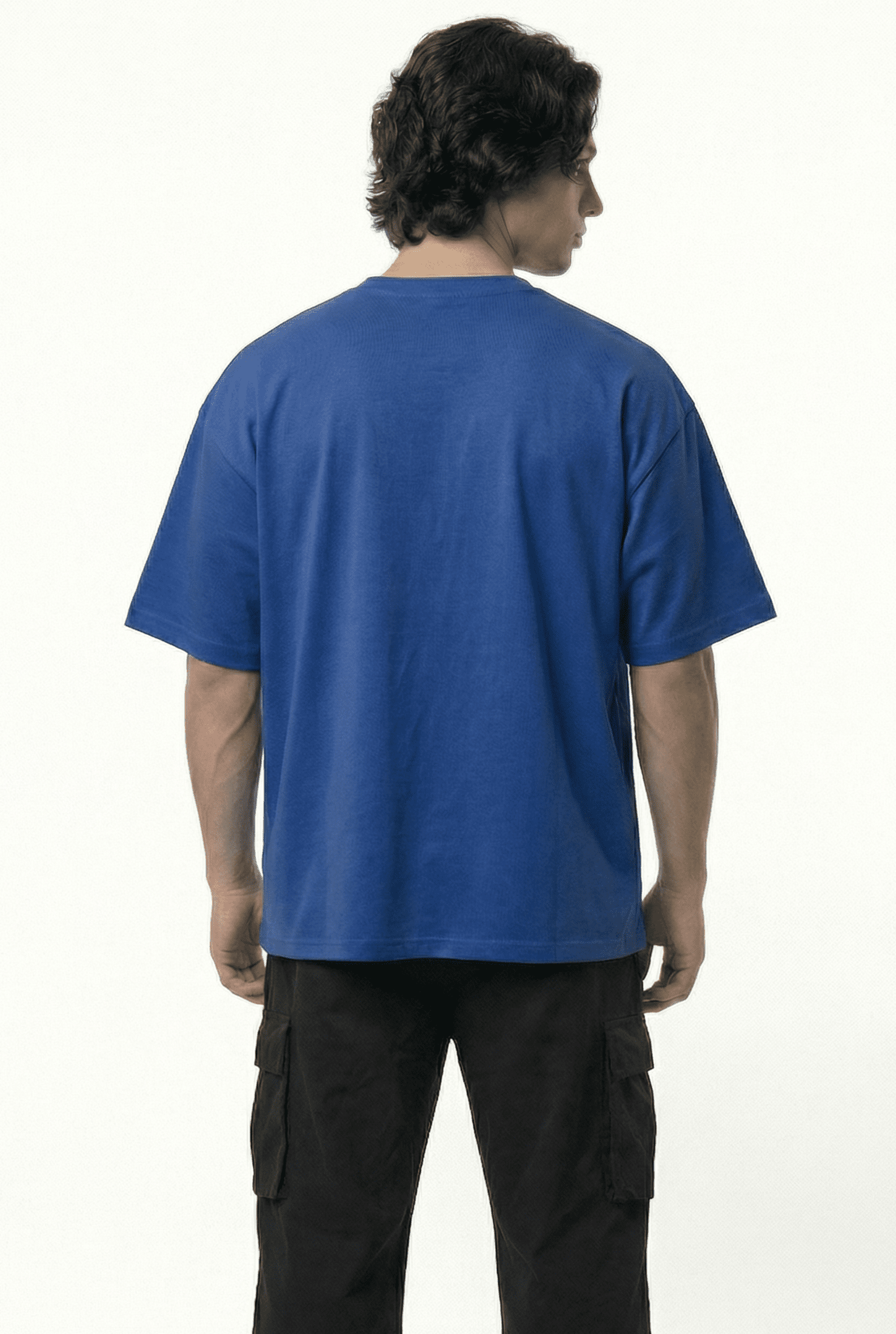 Basic Blue Oversize T-Shirt & Baggy Cargo Pants Set