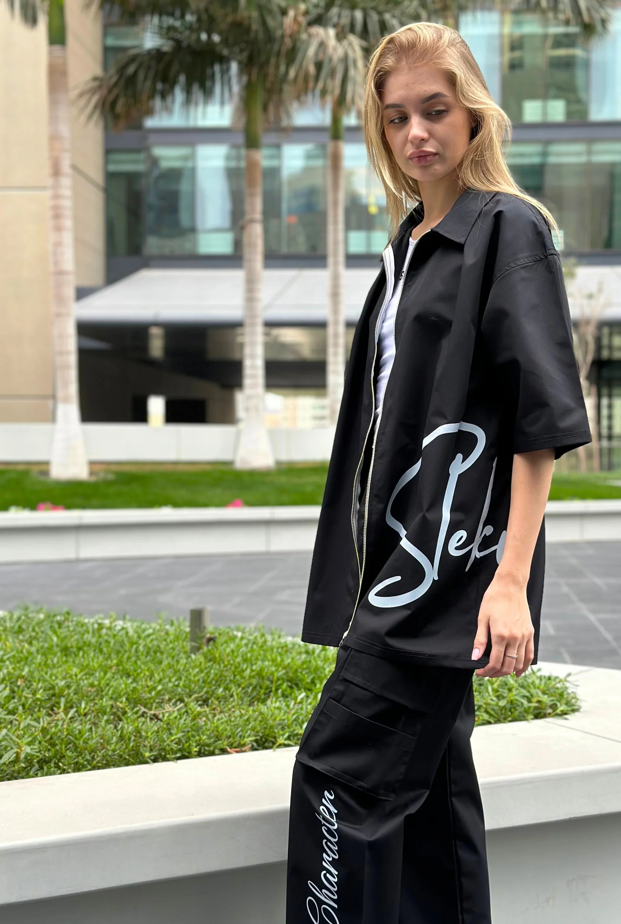 Unisex Polo Zipper Oversize Shirt