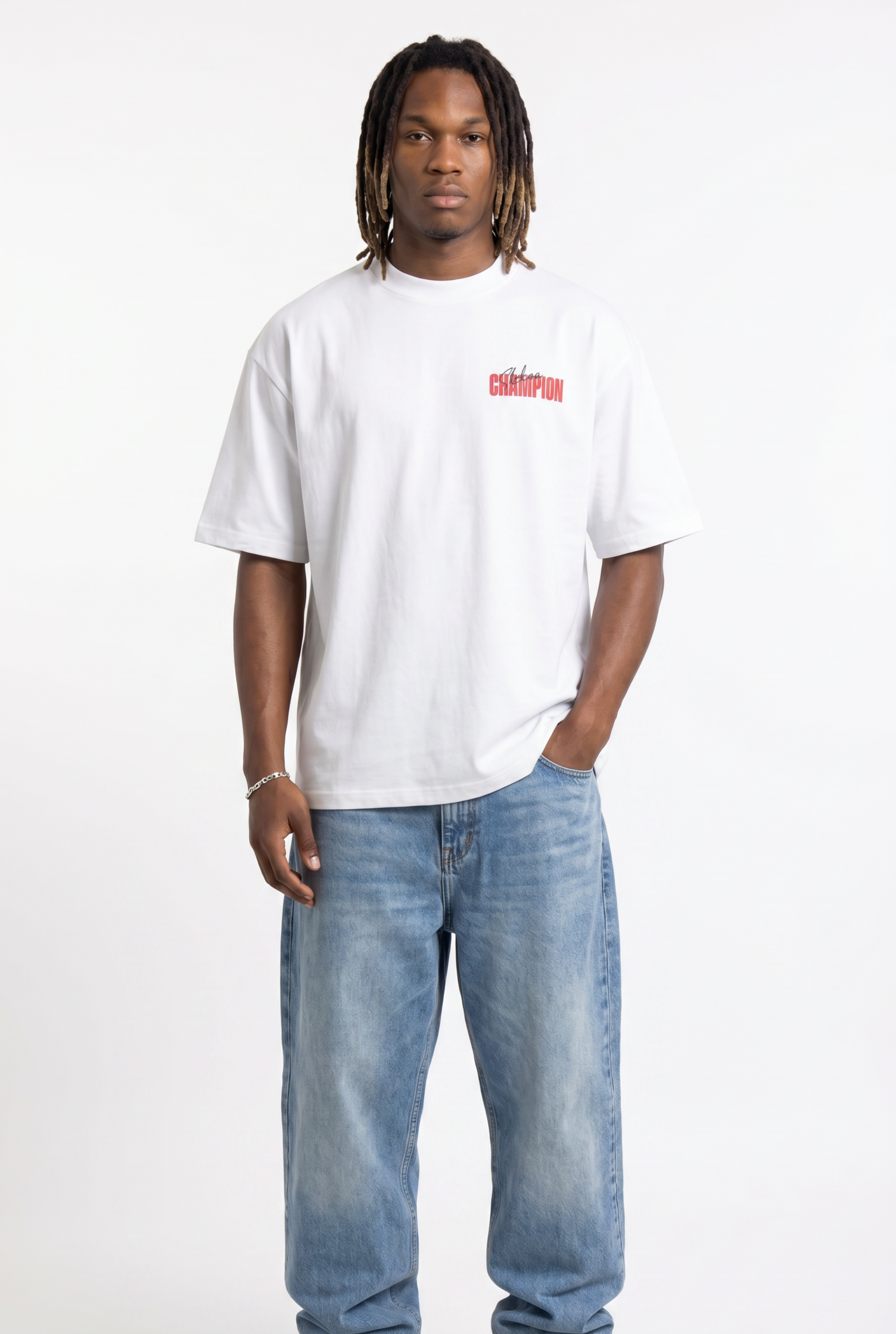 Slekoo Champion White Unisex Oversize T-Shirt