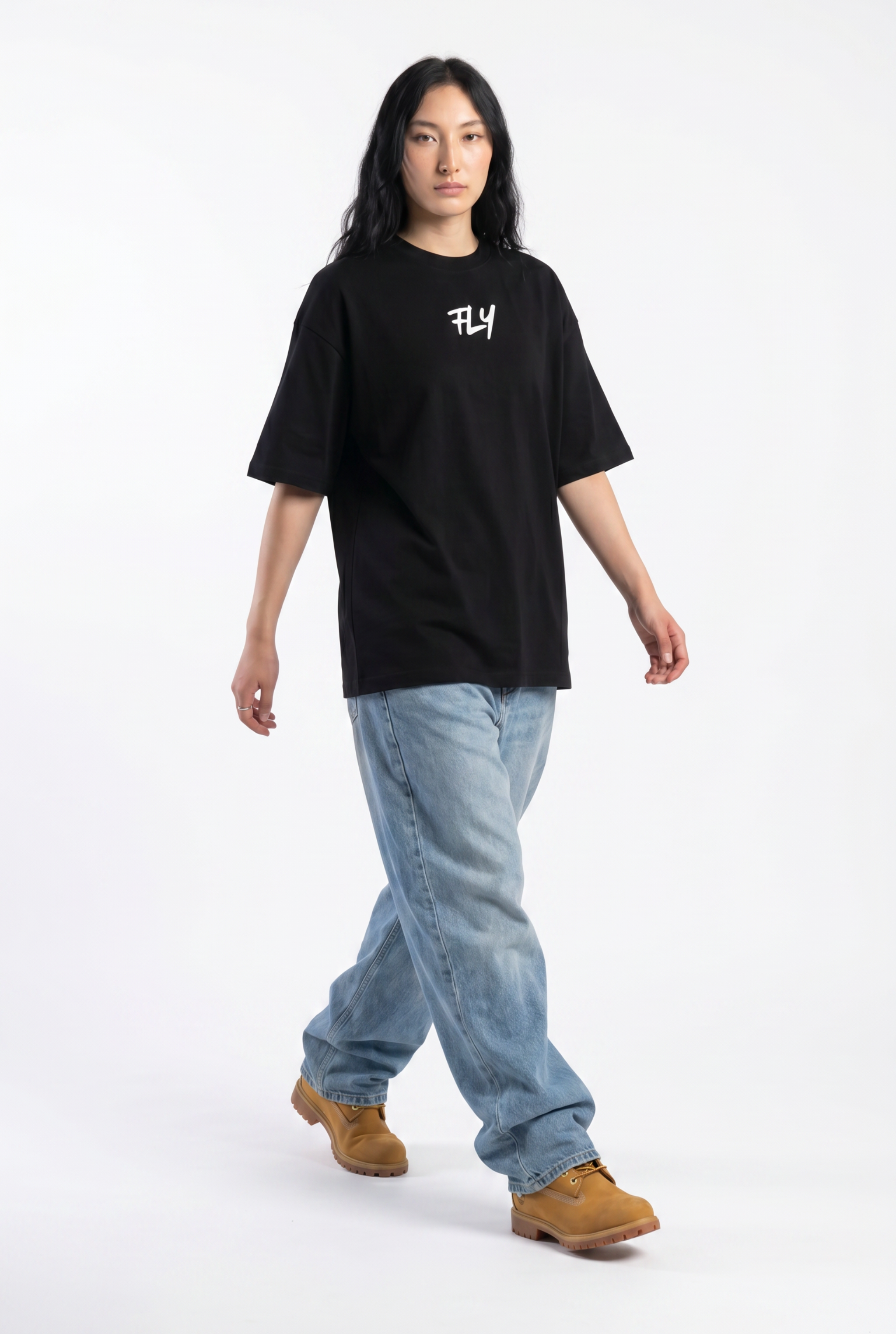 Fly Black Unisex Oversize T-Shirt