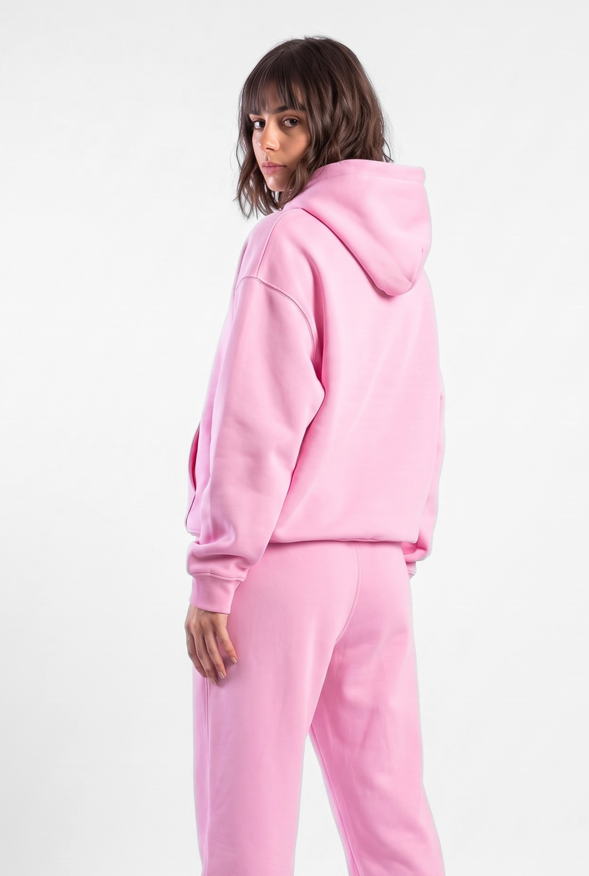 Basics Unisex Pink Tracksuit Oversize Hoodie & Closed Bottom Sweatpants