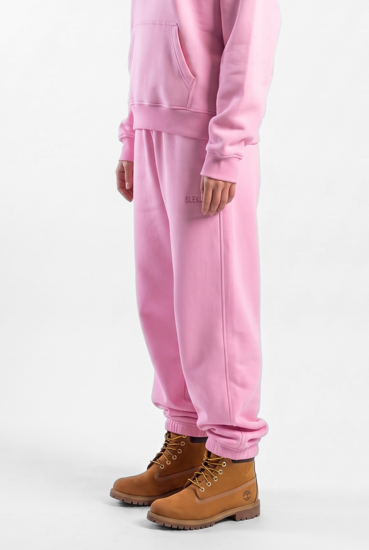 Basics Unisex Pink Tracksuit Oversize Hoodie & Closed Bottom Sweatpants