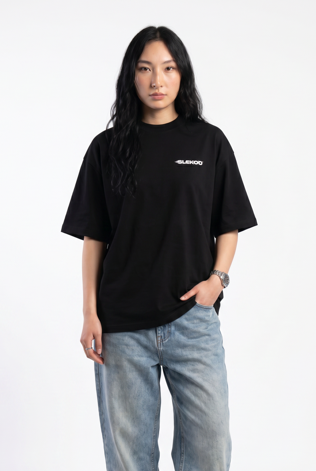 Slekoo Flame Black Unisex Oversize T-Shirt