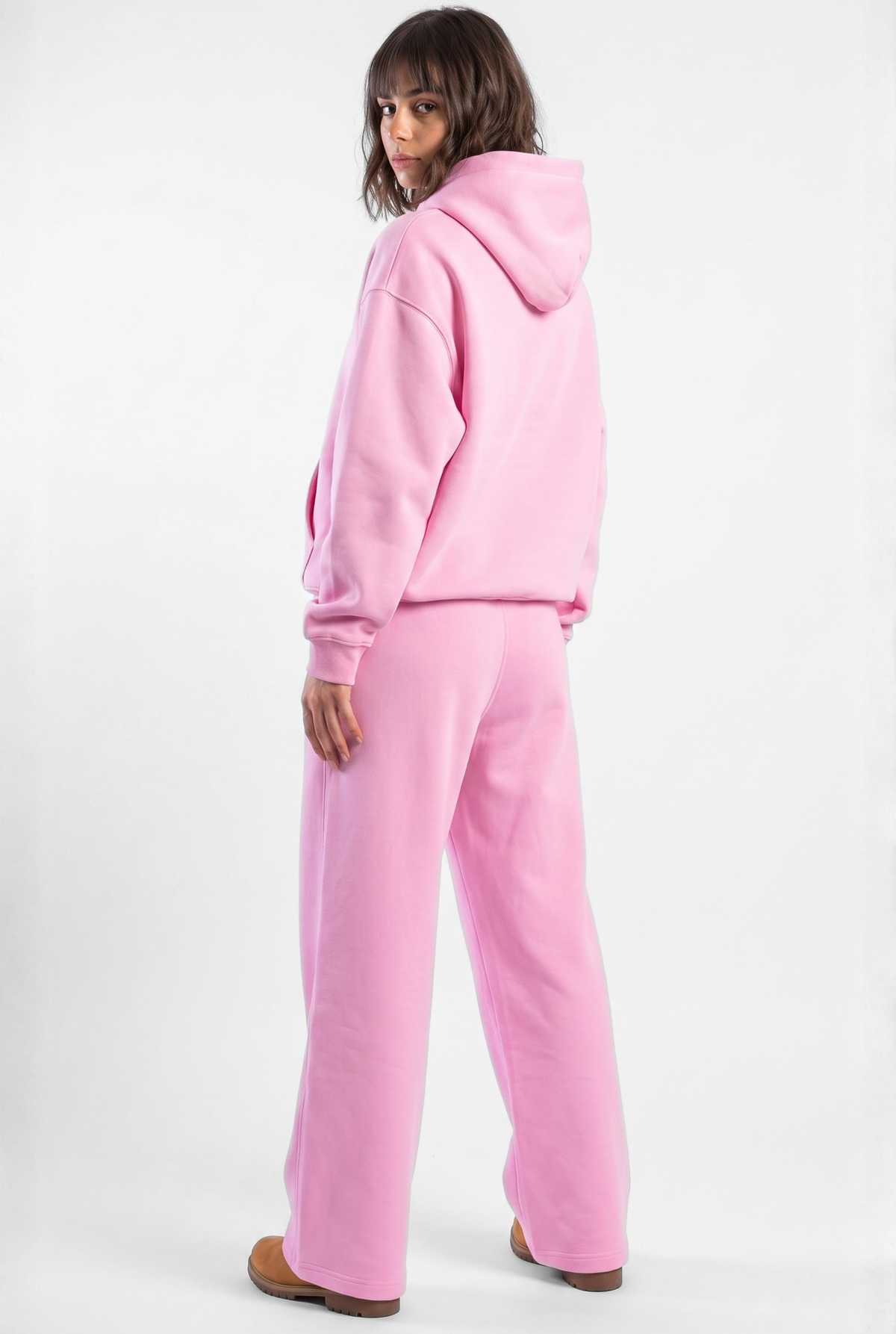 Basics Unisex Pink Tracksuit Oversize Hoodie & Baggy Sweatpants