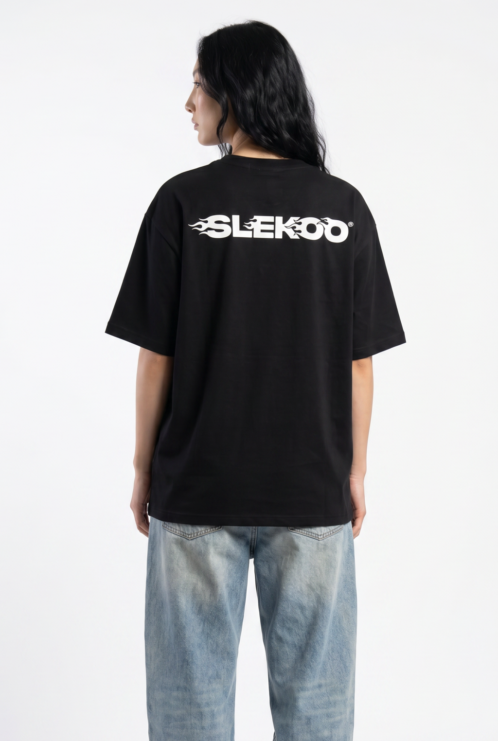 Slekoo Flame Black Unisex Oversize T-Shirt