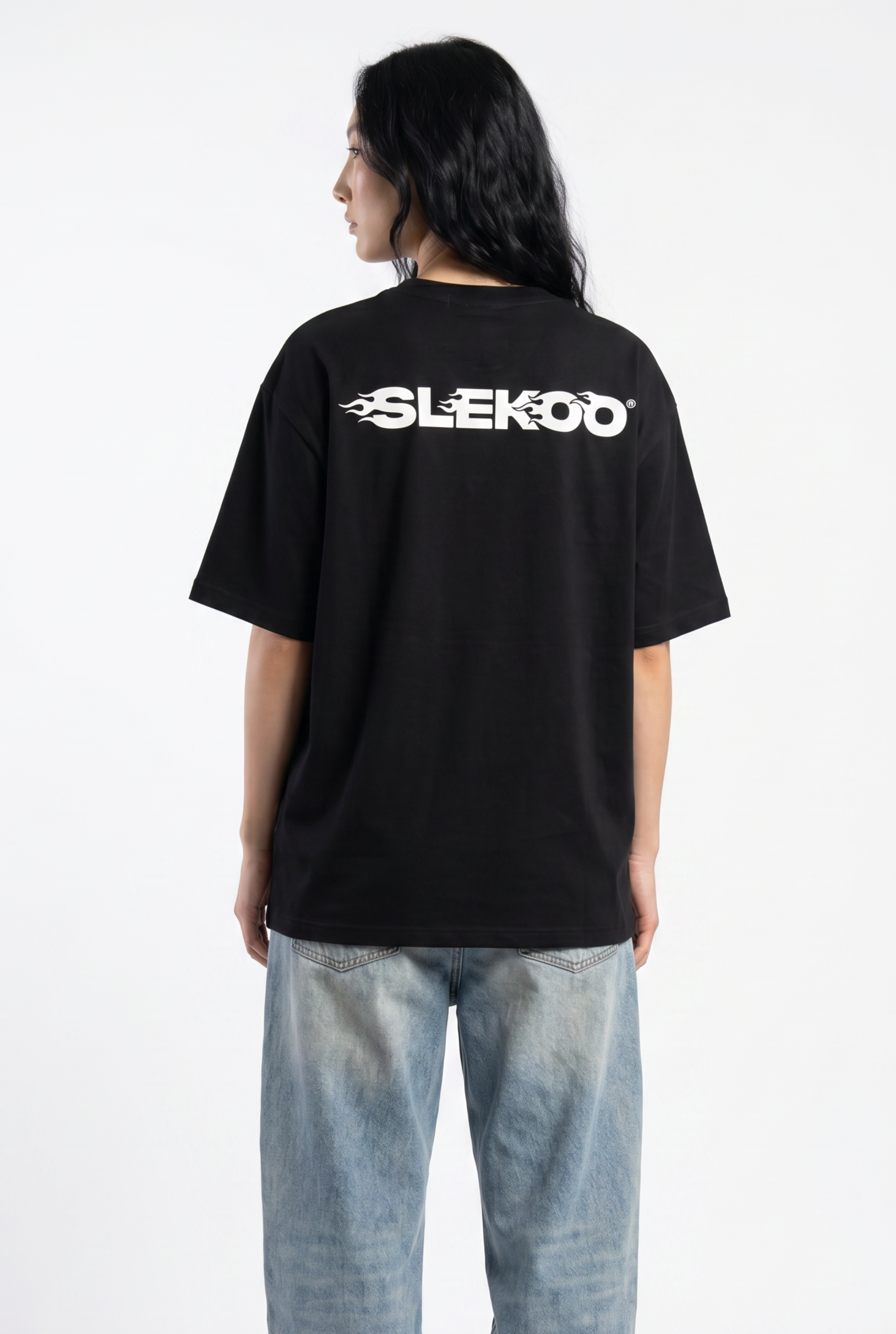 Slekoo Flame Black Unisex Oversize T-Shirt