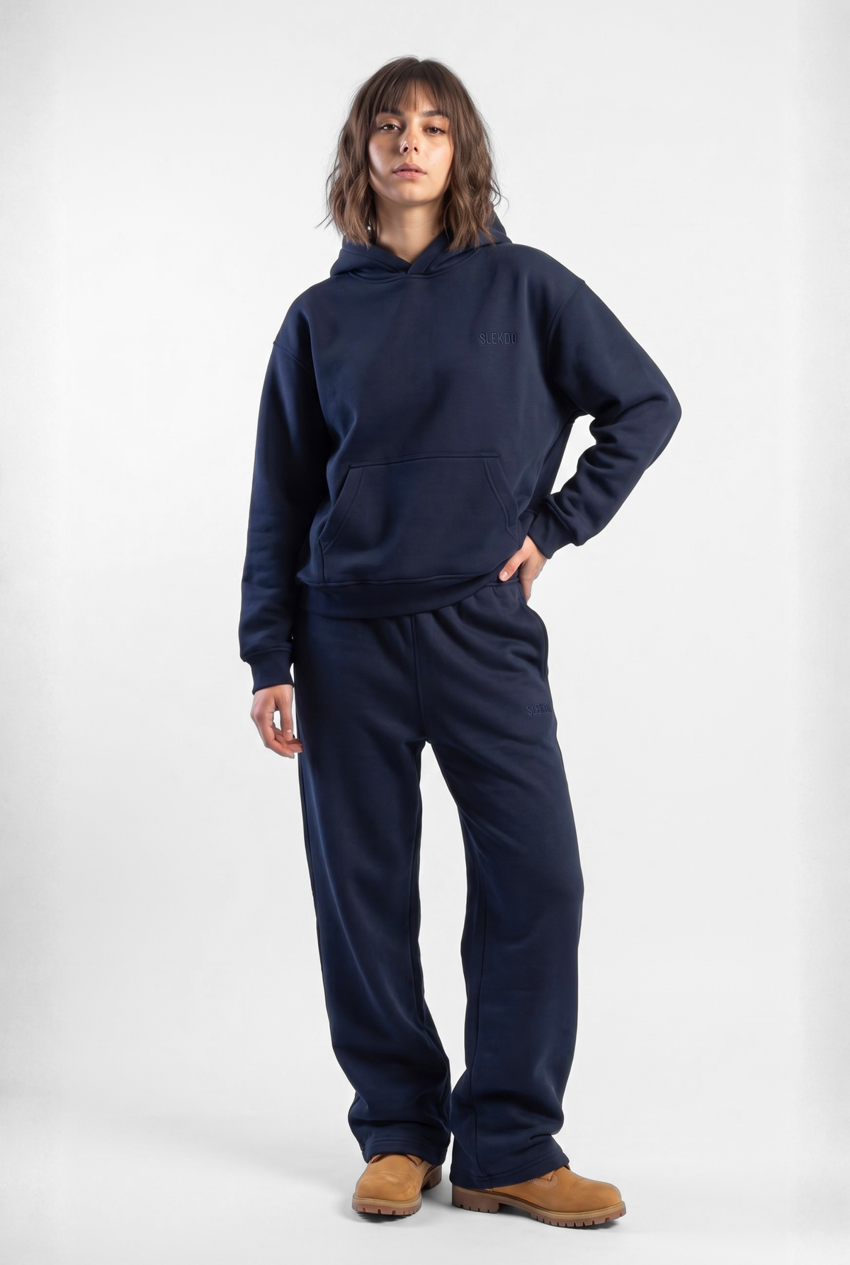 Basics Unisex Dark Navy Tracksuit Oversize Hoodie & Baggy Sweatpants