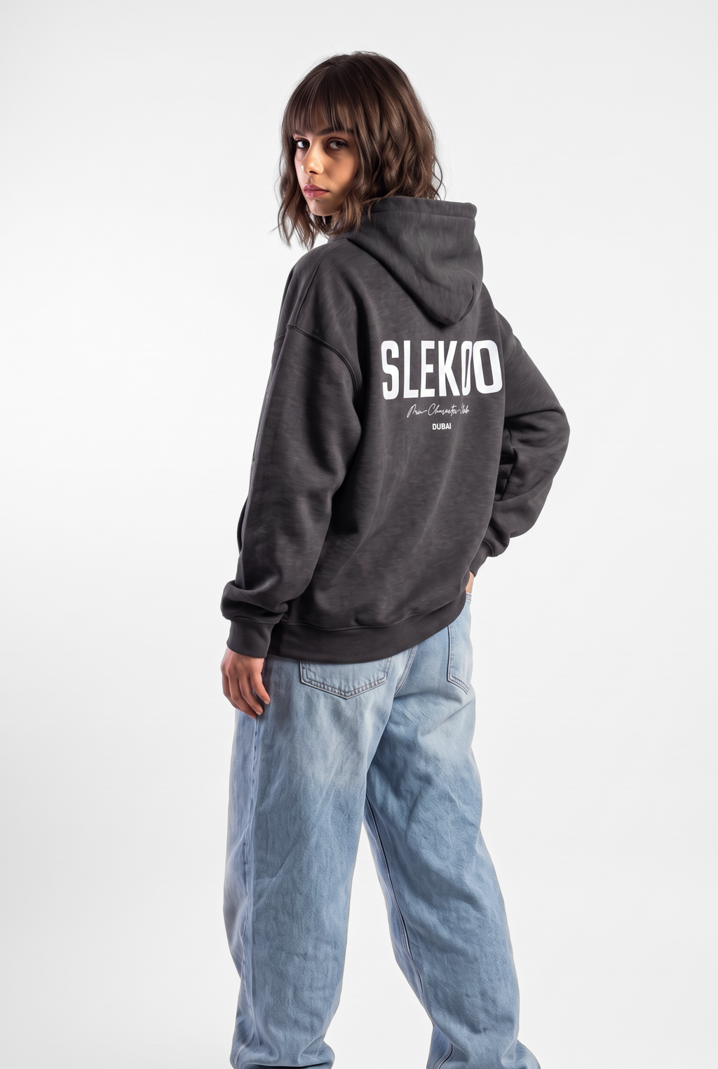 Unisex Stone Grey Oversize Slekoo Hoodie