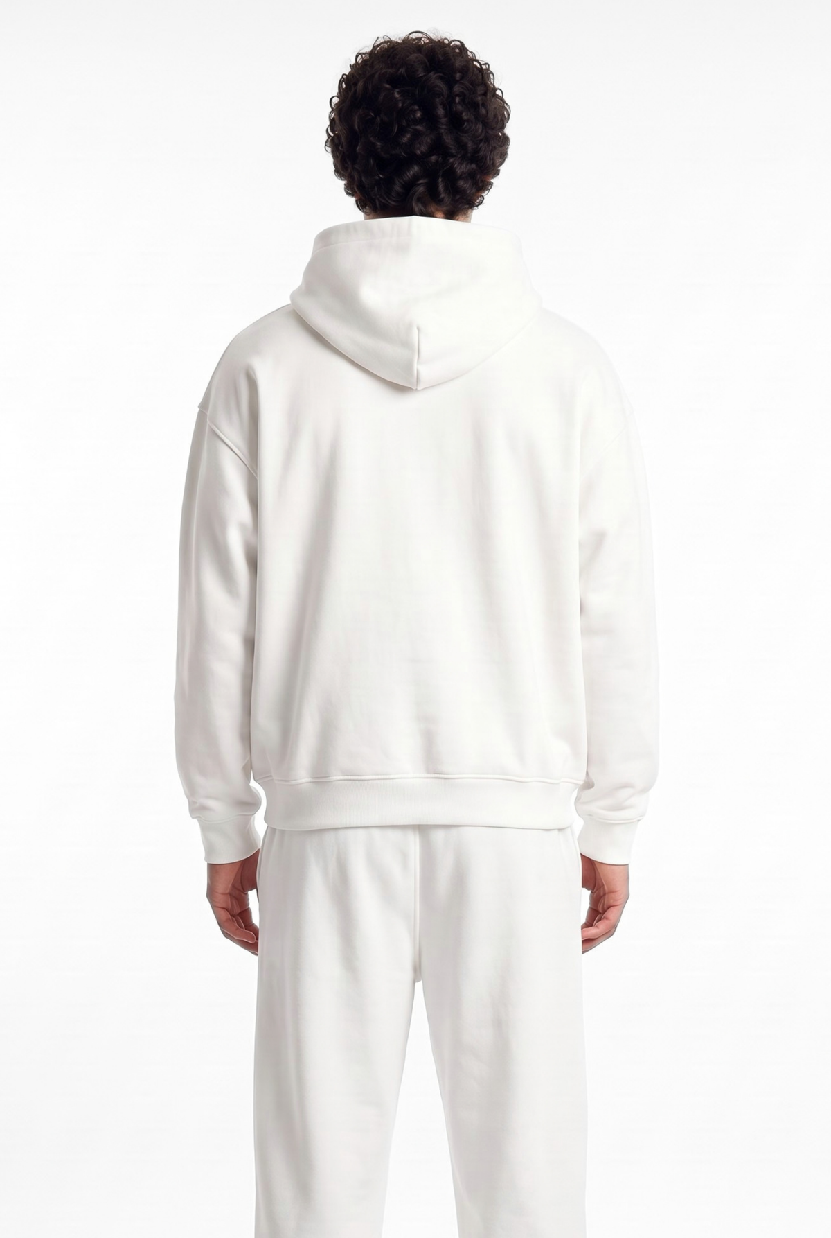 Basics Unisex White Tracksuit Oversize Hoodie & Closed Bottom Sweatpants