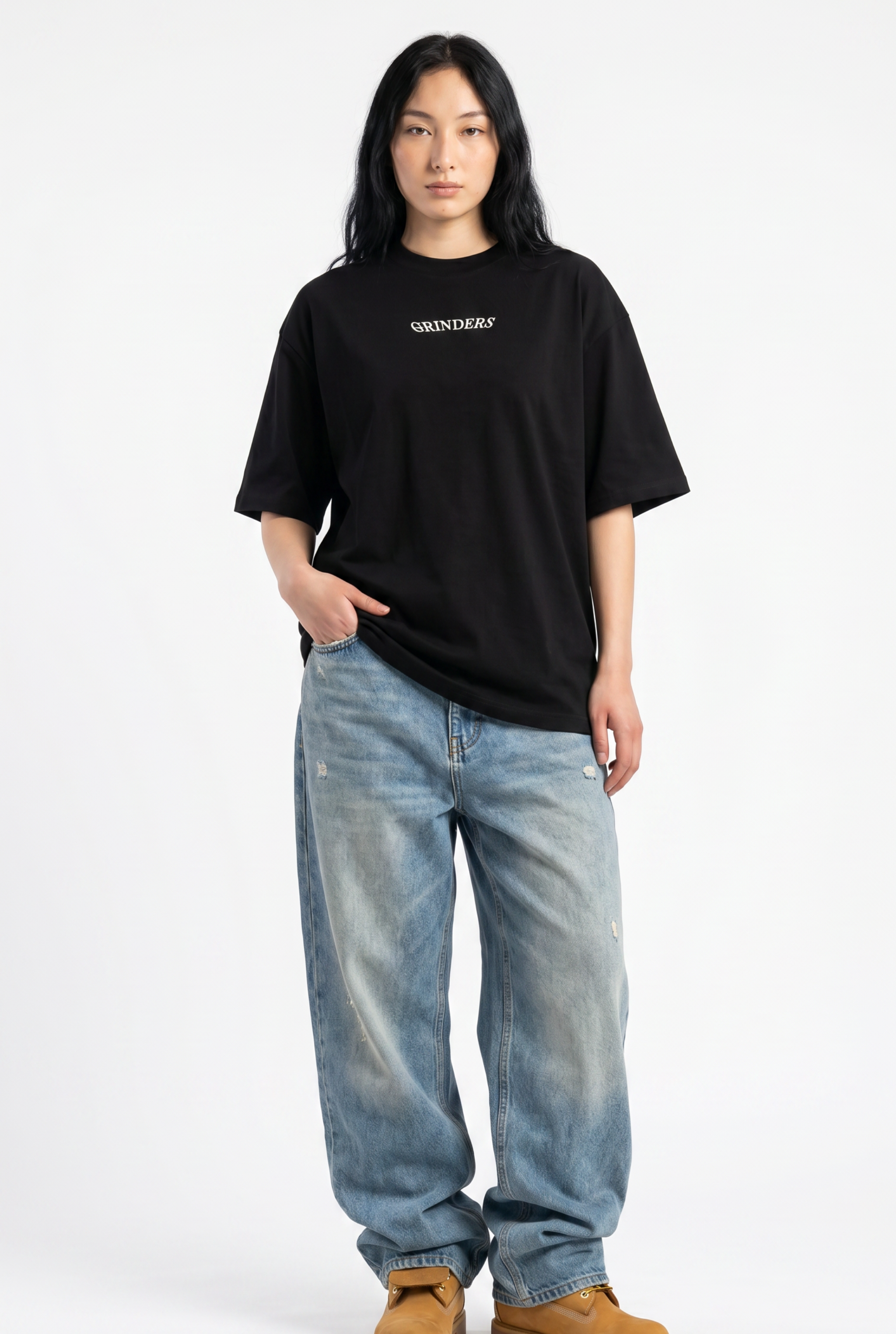 Grinders Black Unisex Oversize T-Shirt