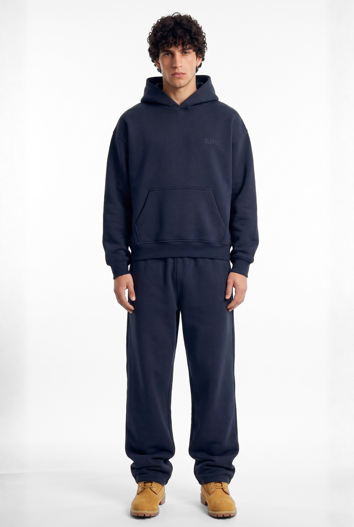 Basics Unisex Dark Navy Tracksuit Oversize Hoodie & Baggy Sweatpants