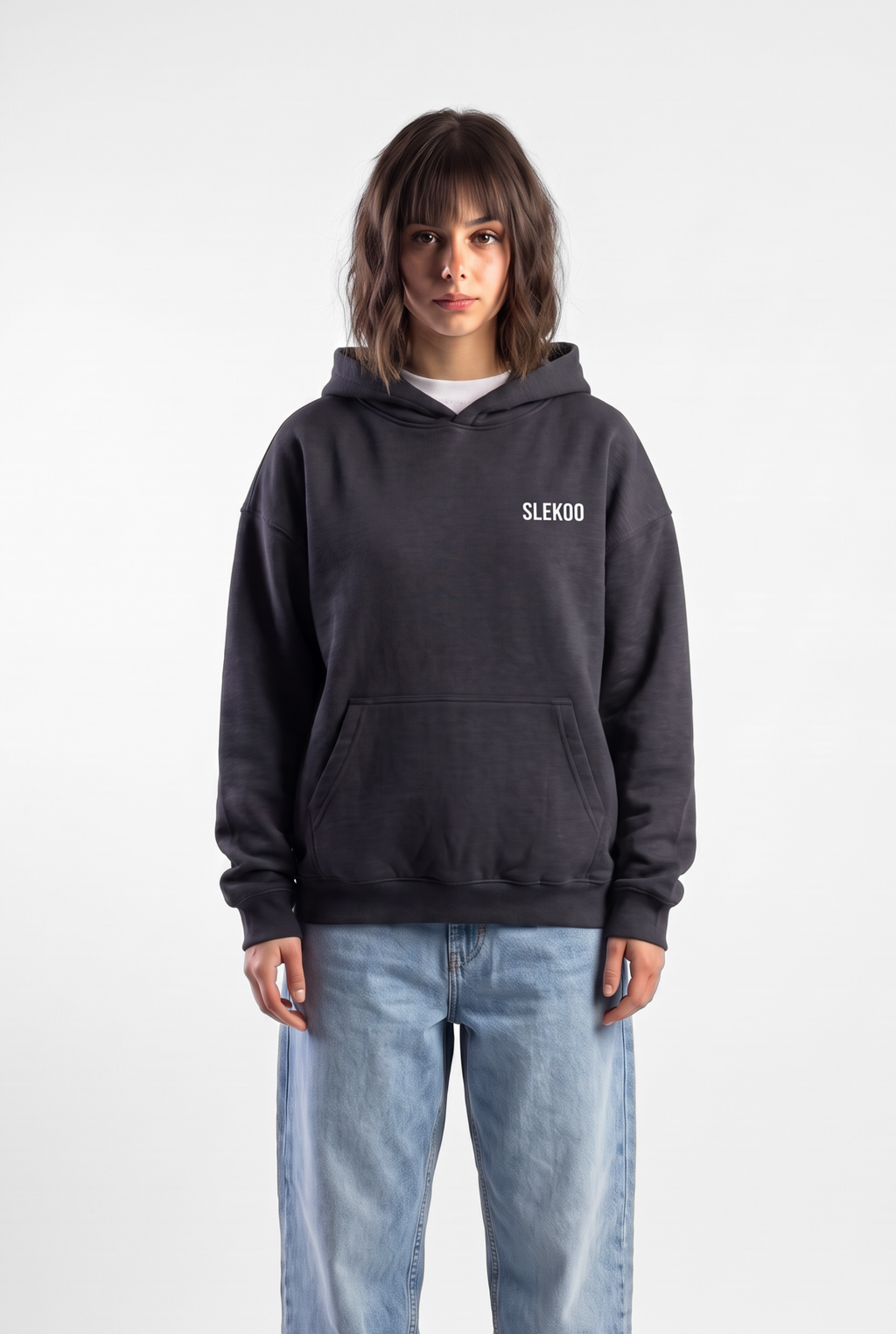 Unisex Stone Grey Oversize Slekoo Hoodie