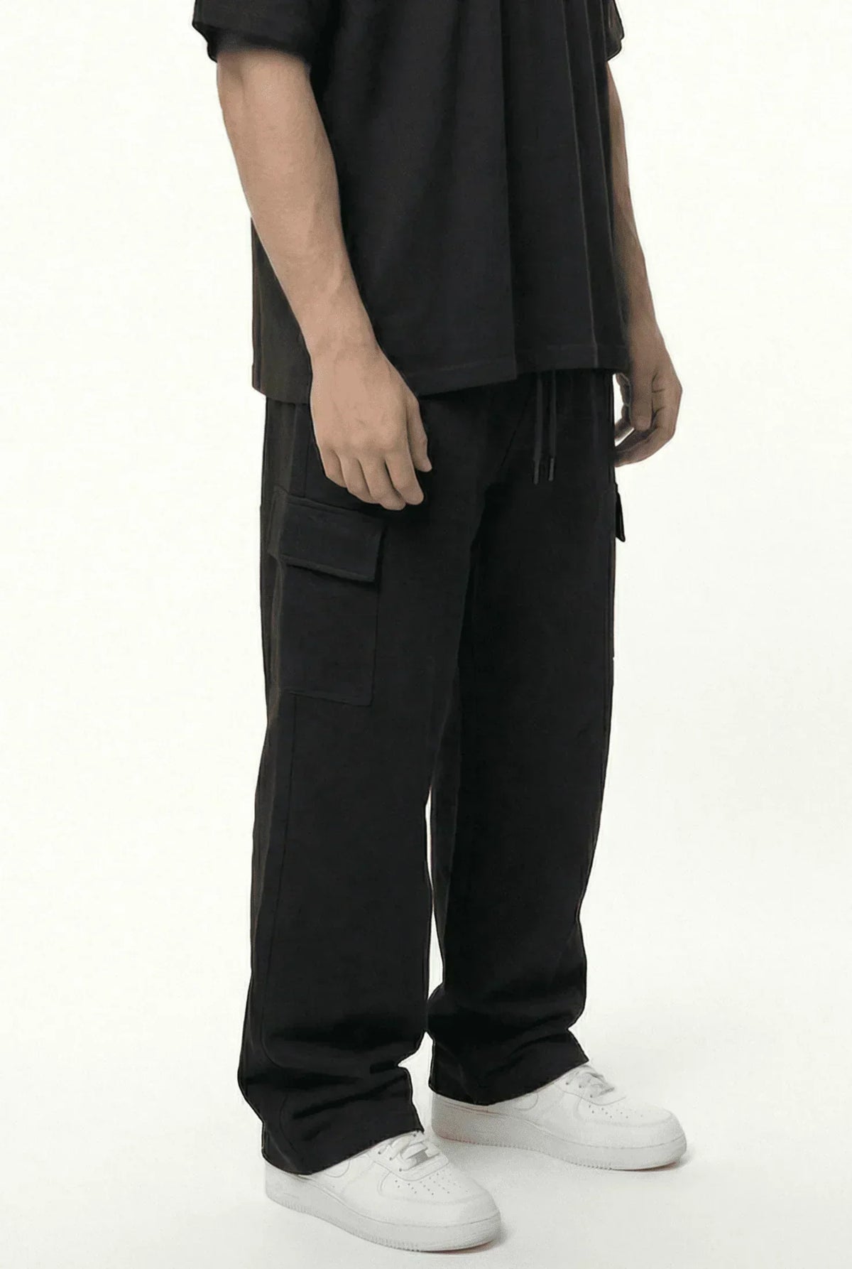 Basic Olive Oversize T-Shirt & Baggy Cargo Pants Set – slekoo