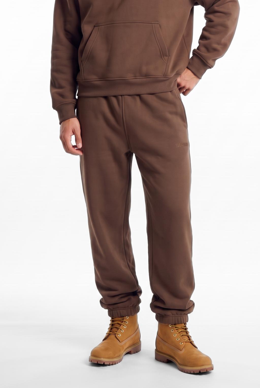 Basics Unisex Brown Tracksuit Oversize Hoodie & Closed Bottom Sweatpants