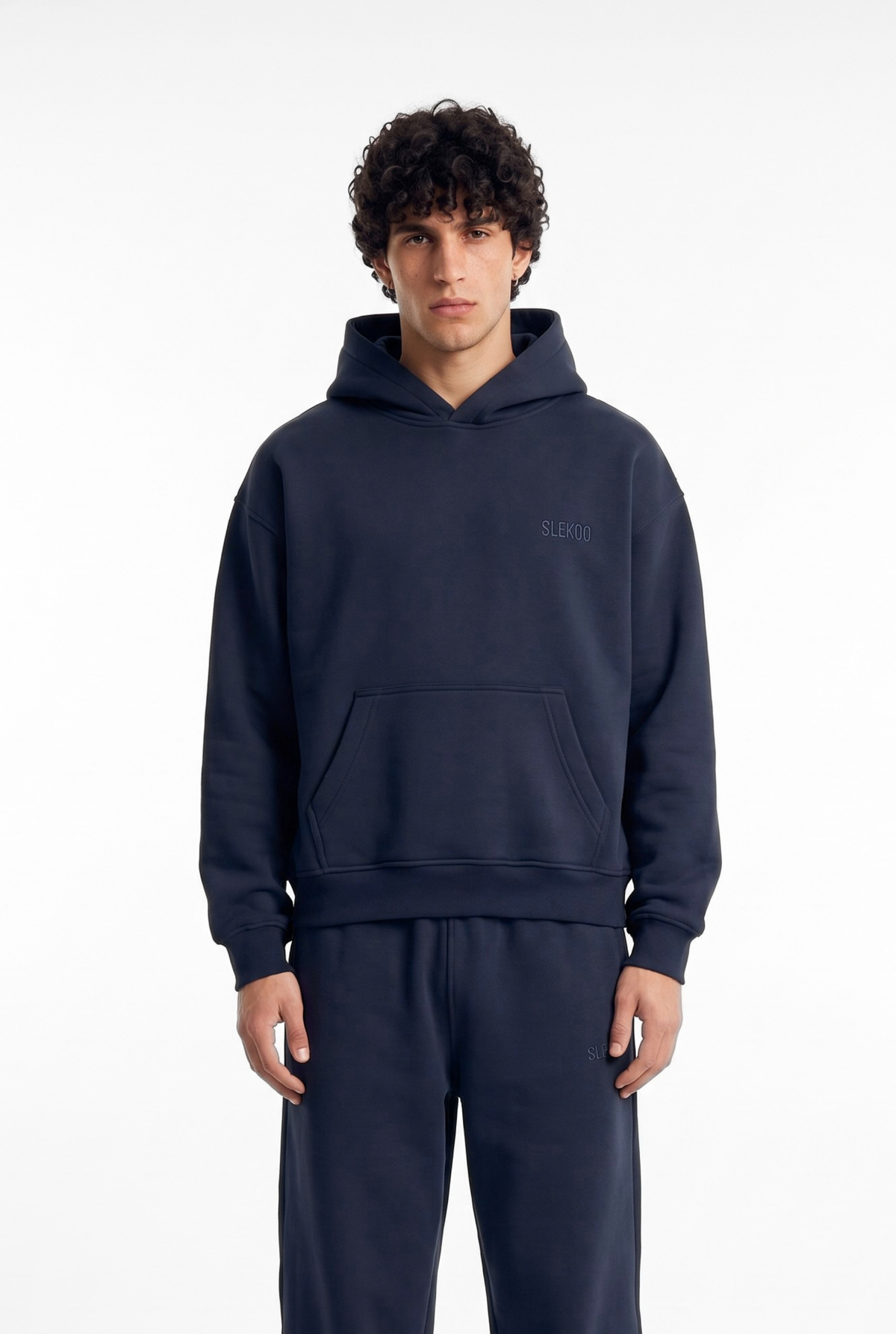Basics Unisex Dark Navy Tracksuit Oversize Hoodie & Baggy Sweatpants