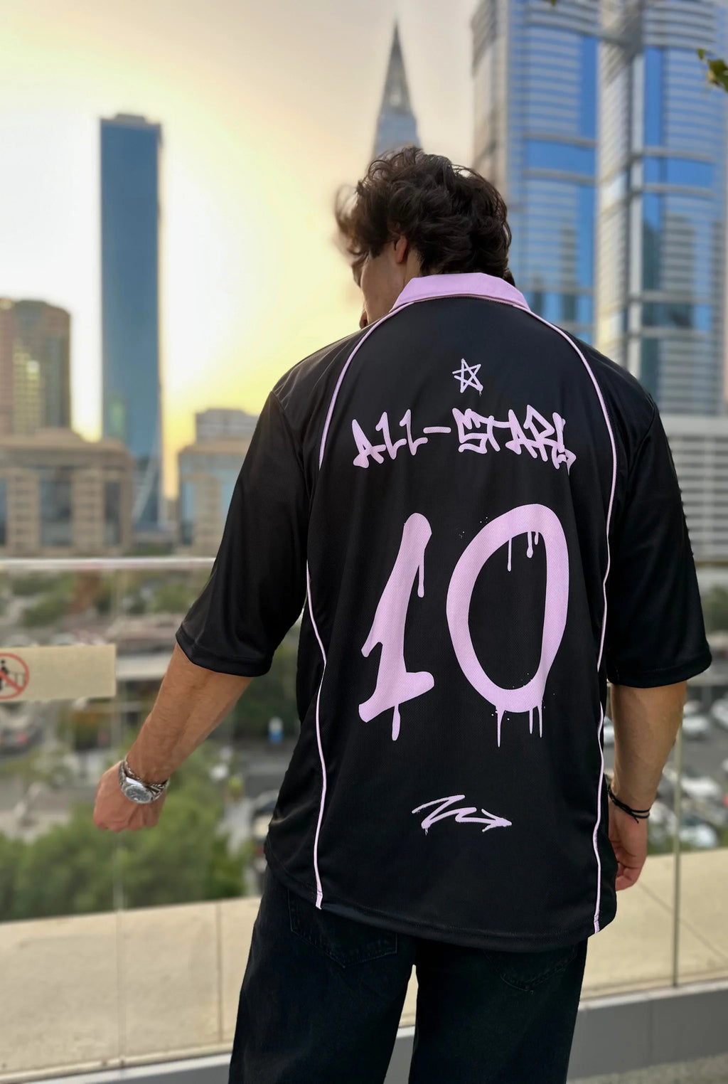 Unisex All-Stars Graffiti Polo Oversize Jersey Black Edition