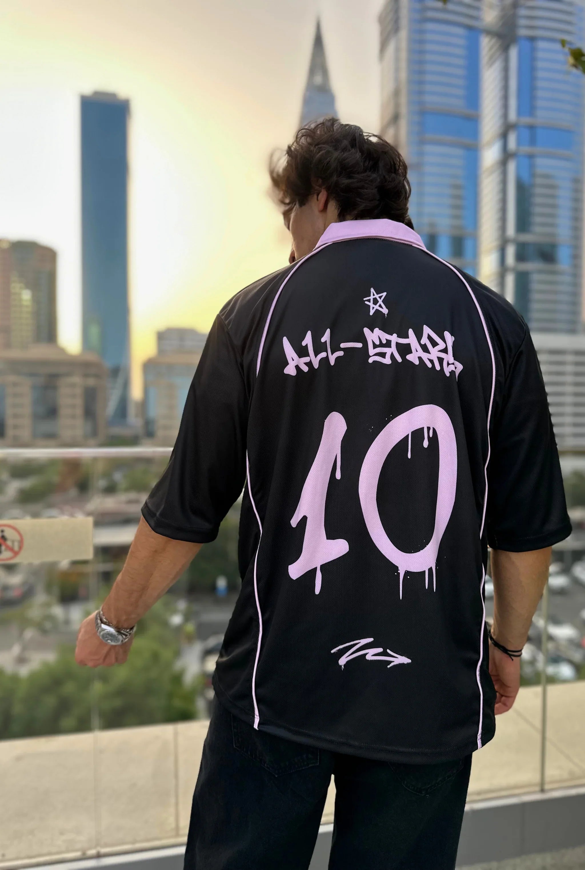 Unisex All-Stars Graffiti Polo Oversize Jersey Black Edition