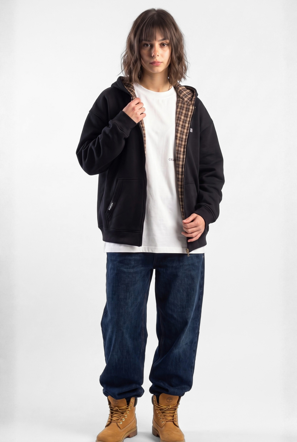 Unisex Reversible Oversize Zipper Hoodie Black Edition