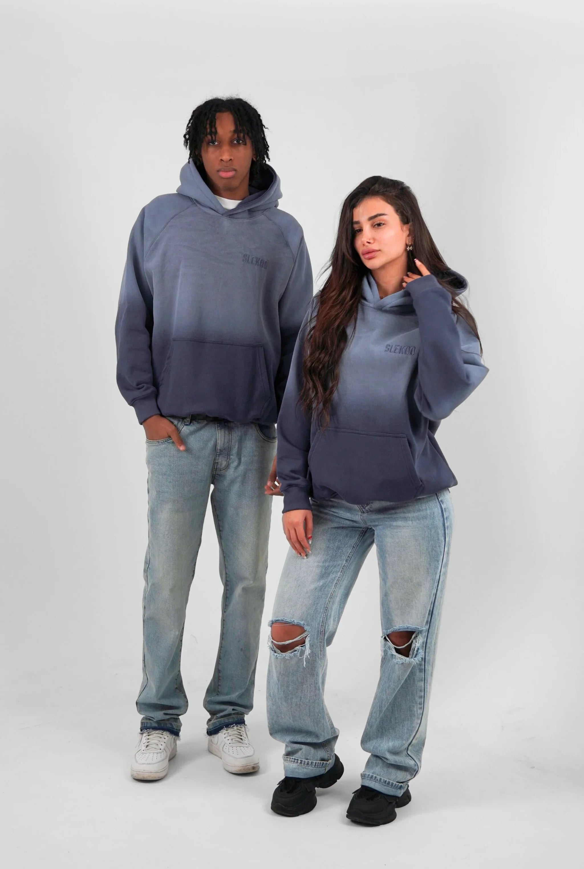 Unisex Faded Washed Oversize Hoodie Dark Navy Blue Edition