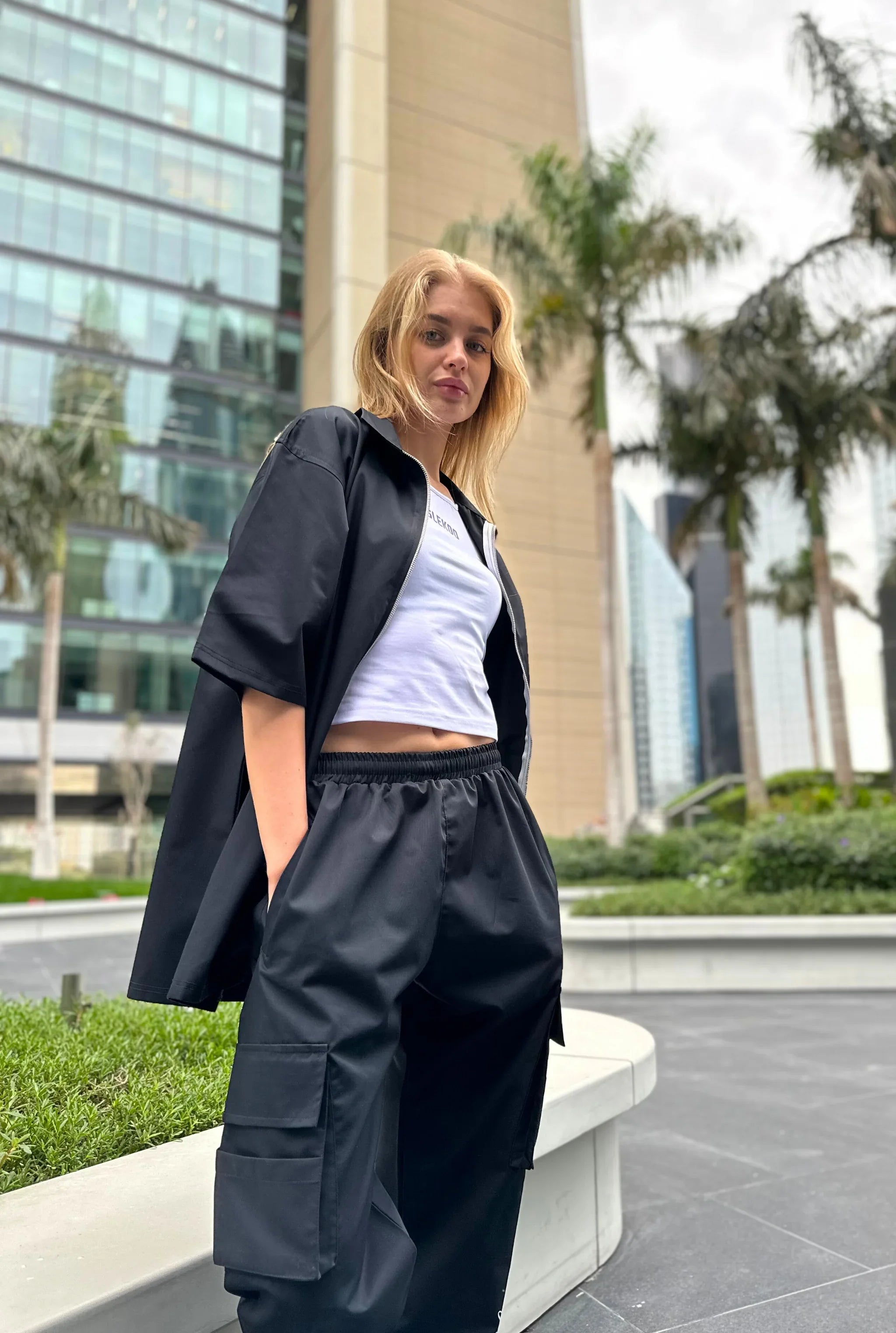 Unisex Polo Zipper Oversize Shirt