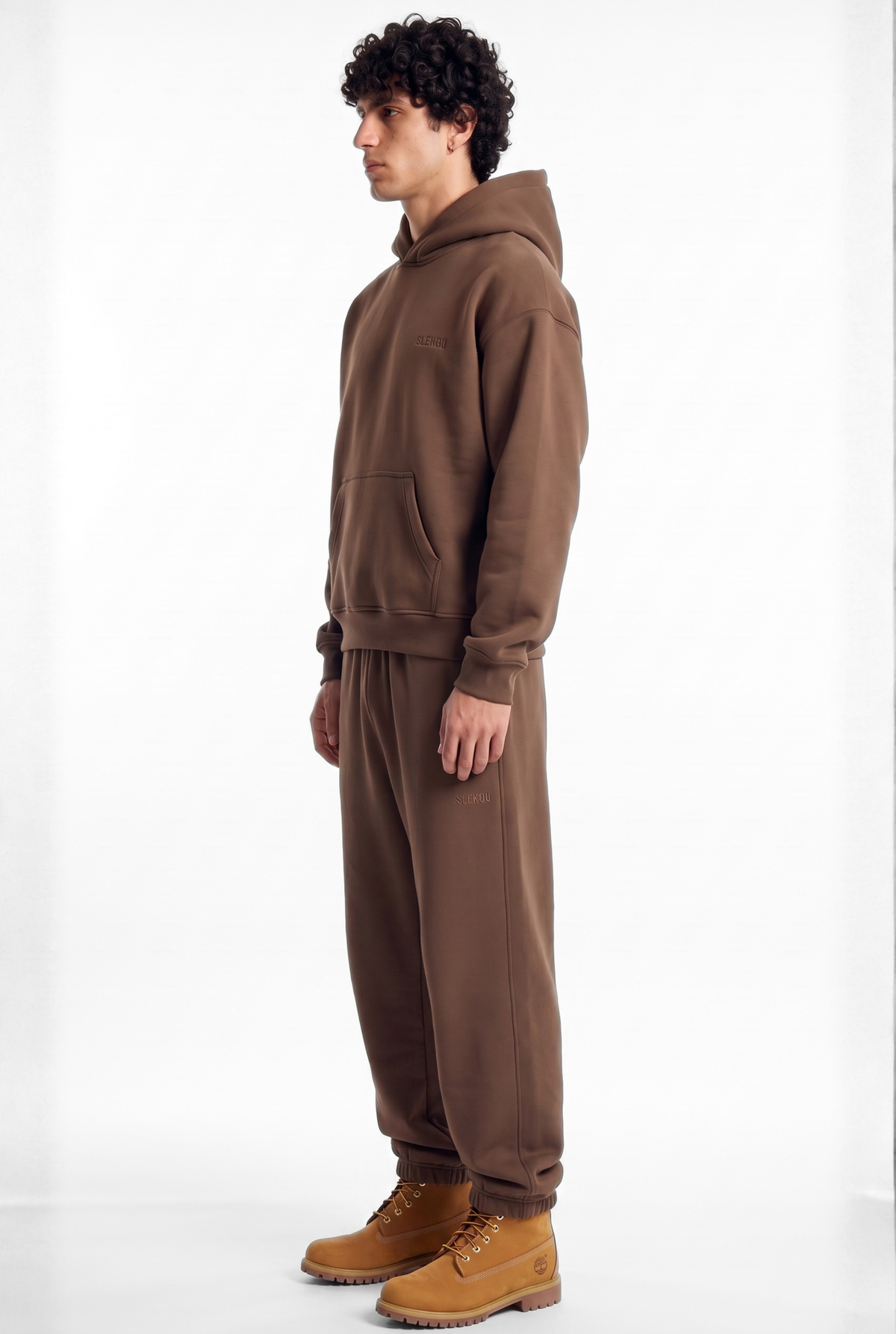 Basics Unisex Brown Tracksuit Oversize Hoodie & Closed Bottom Sweatpants