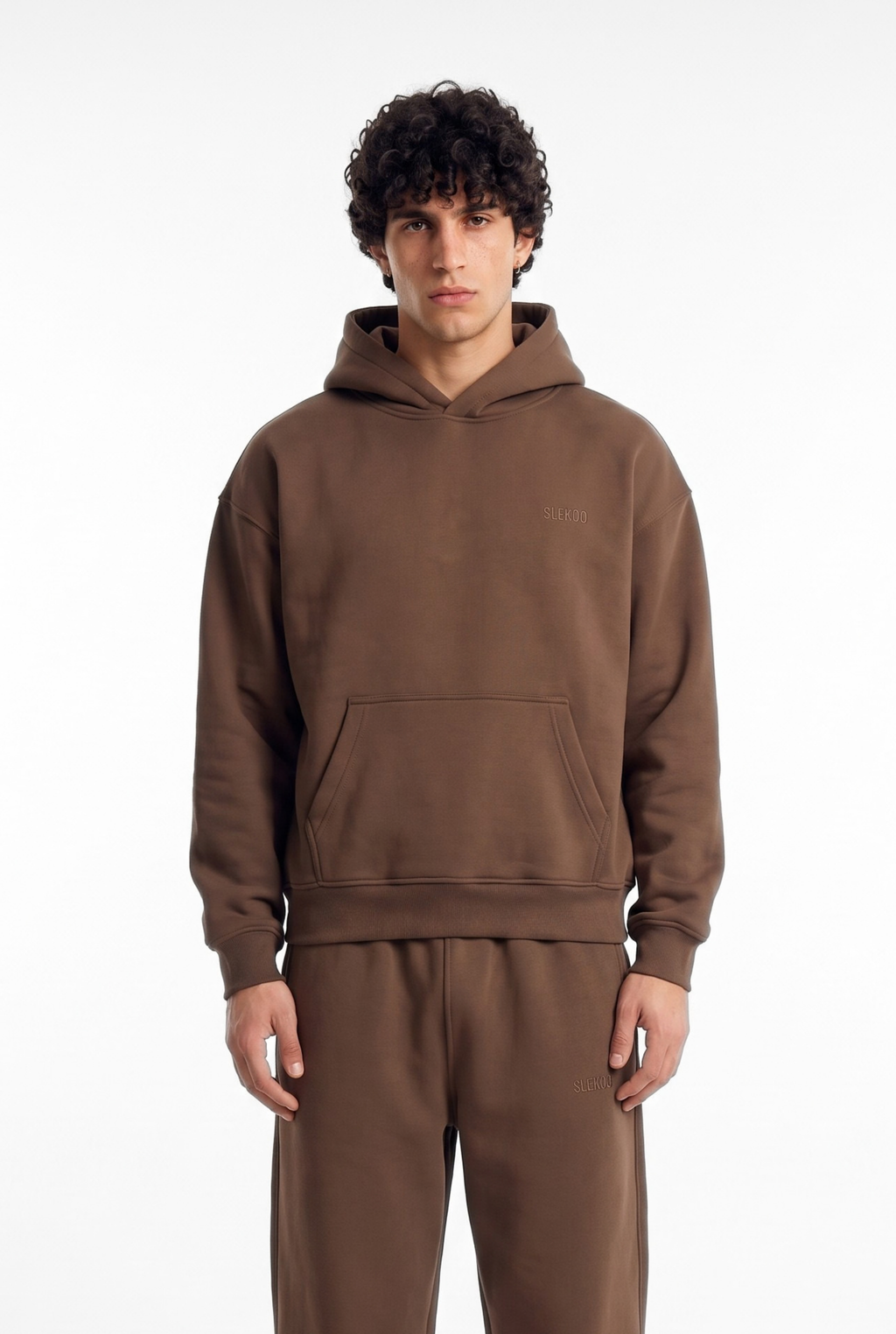 Basics Unisex Brown Tracksuit Oversize Hoodie & Closed Bottom Sweatpants
