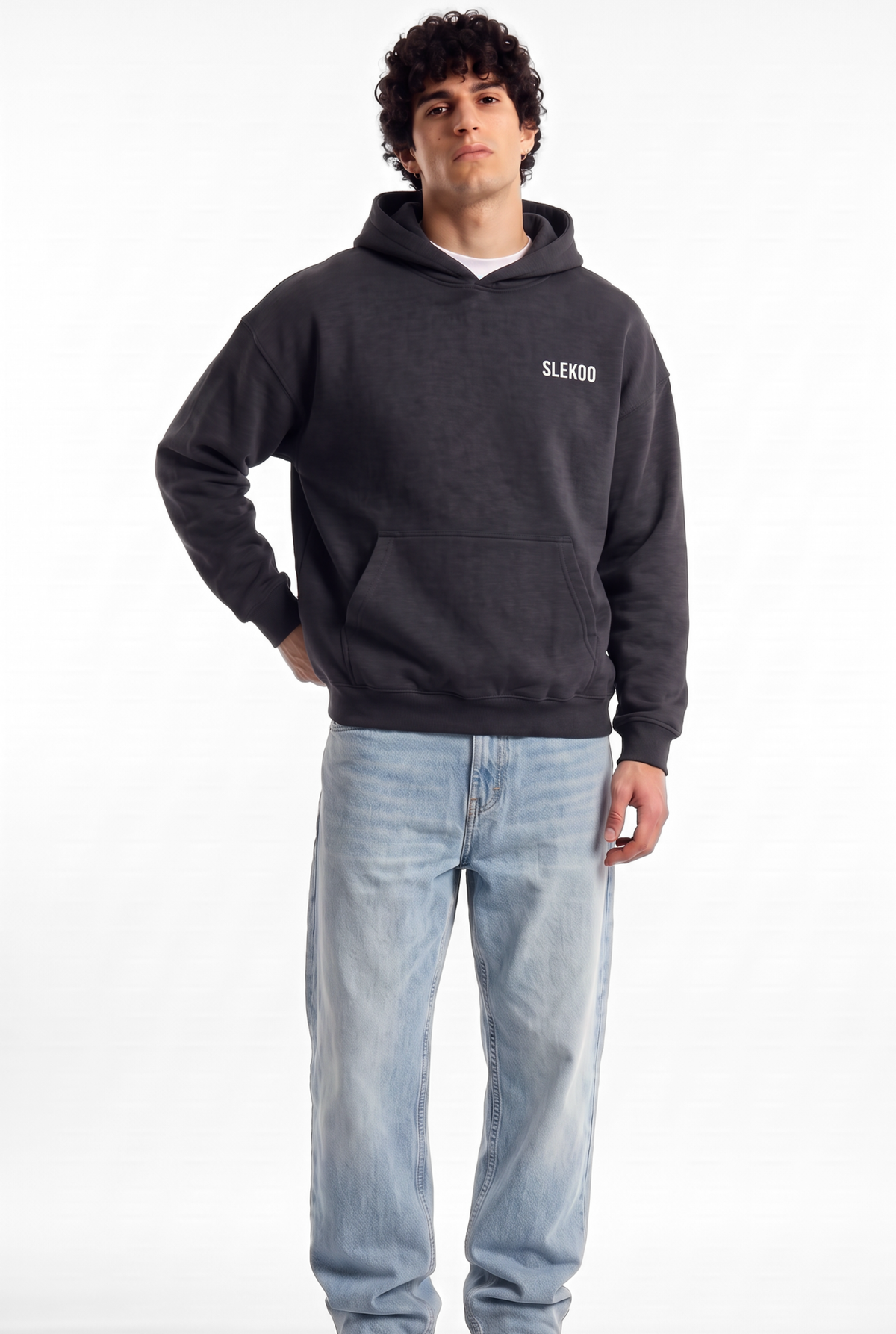Unisex Stone Grey Oversize Slekoo Hoodie