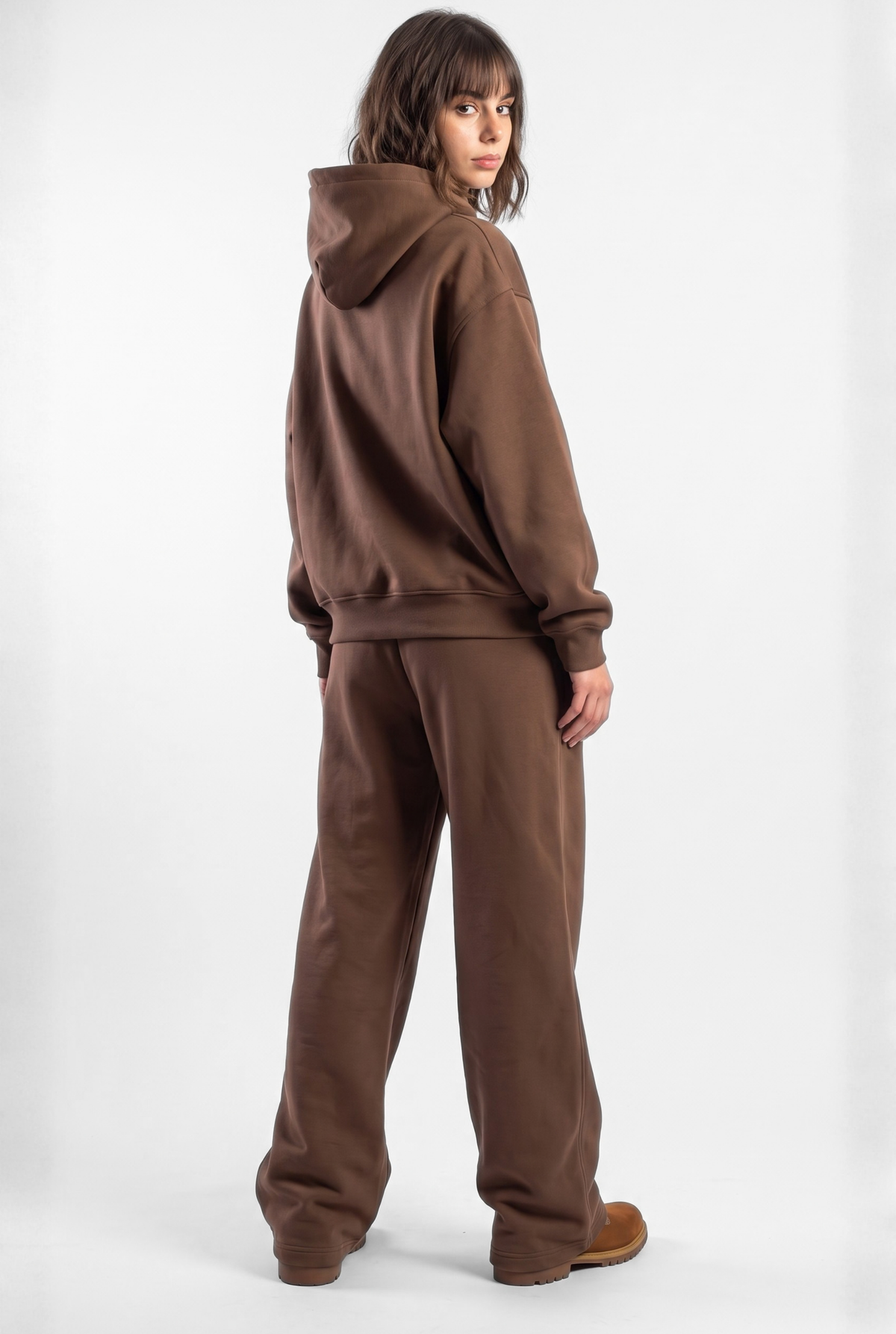 Basics Unisex Brown Tracksuit Oversize Hoodie & Baggy Sweatpants