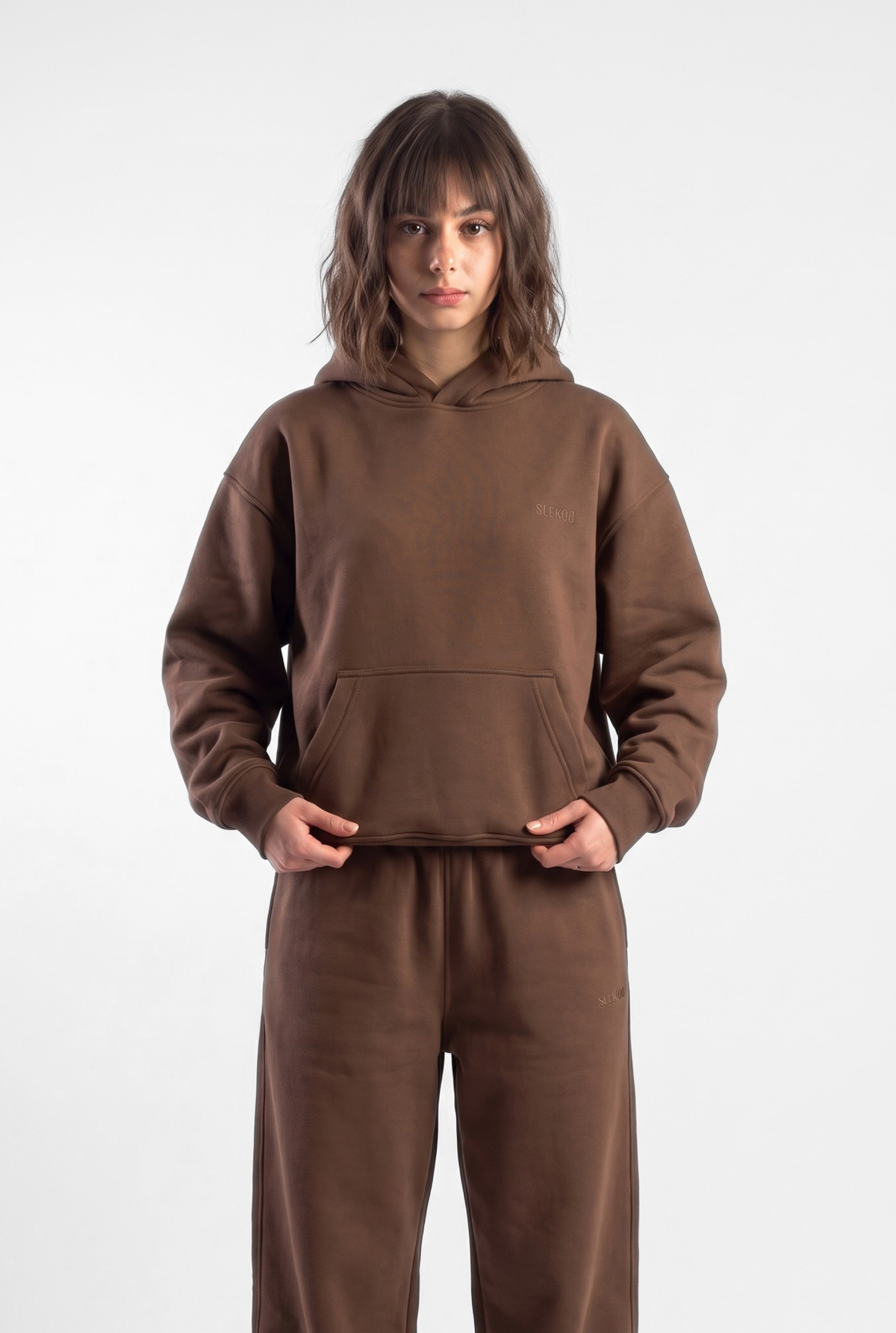 Basics Unisex Brown Tracksuit Oversize Hoodie & Closed Bottom Sweatpants