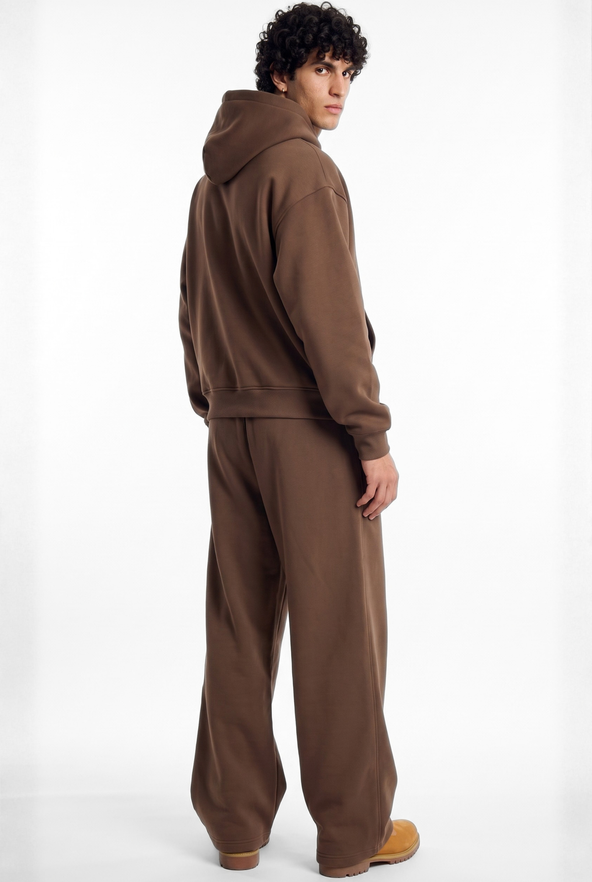 Basics Unisex Brown Tracksuit Oversize Hoodie & Baggy Sweatpants