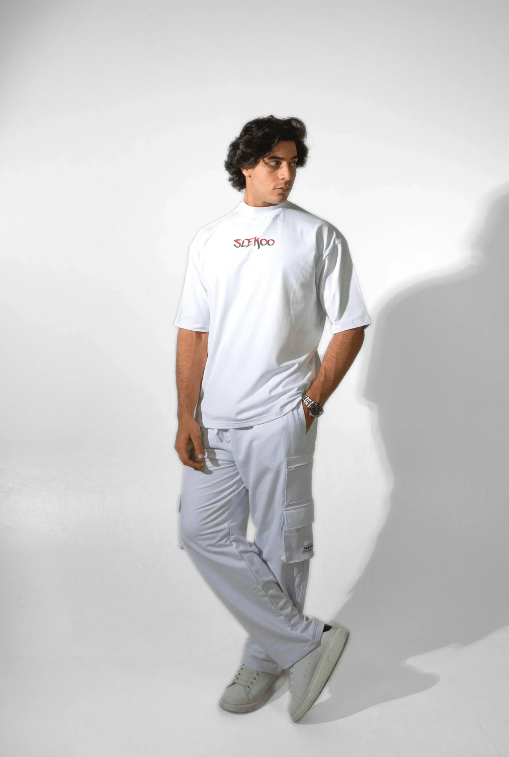 Unisex White Cargo Baggy Pants