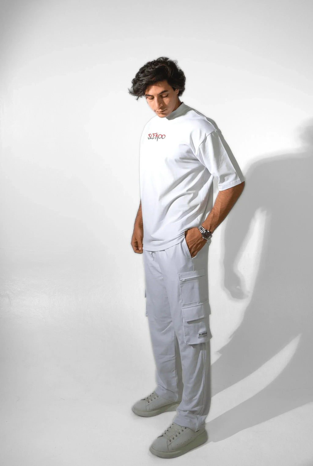 Unisex White Cargo Baggy Pants