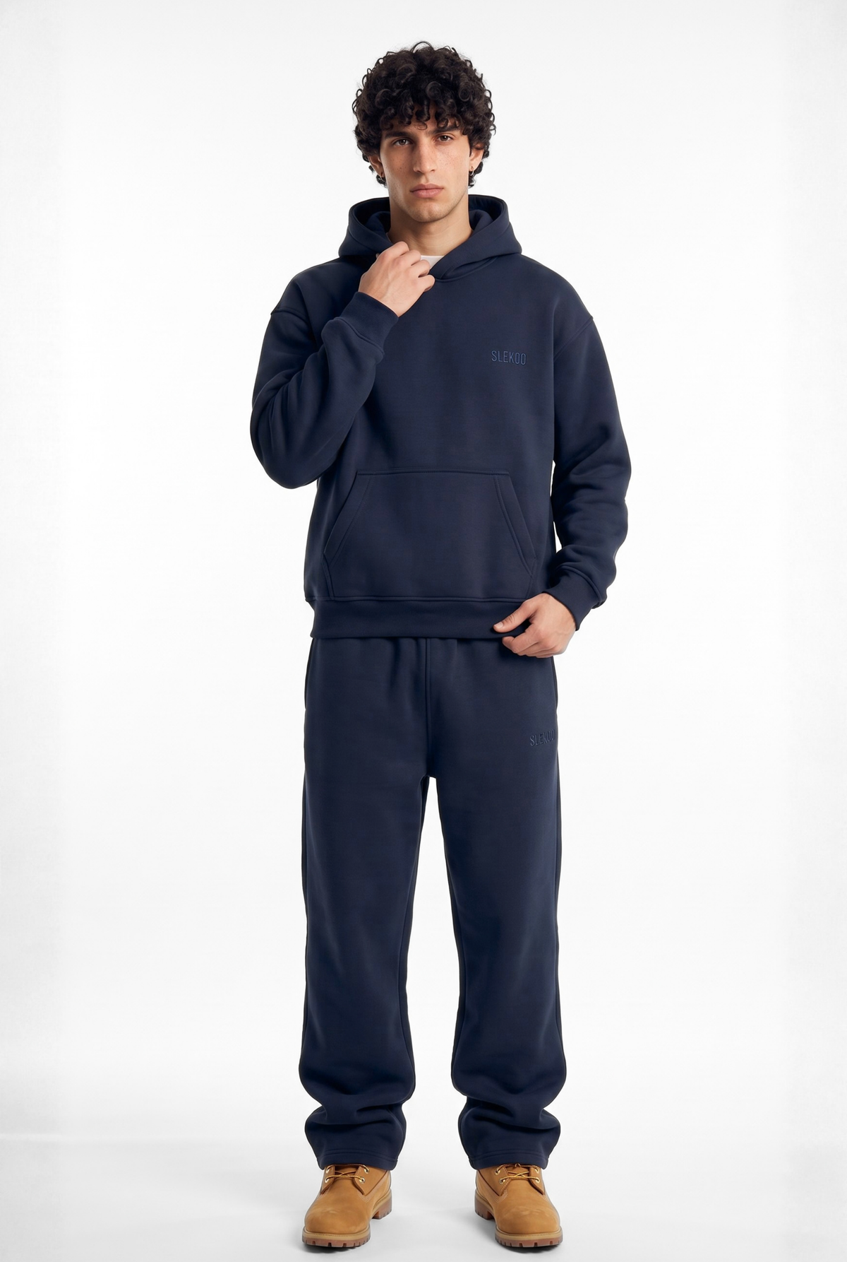 Basics Unisex Dark Navy Tracksuit Oversize Hoodie & Baggy Sweatpants