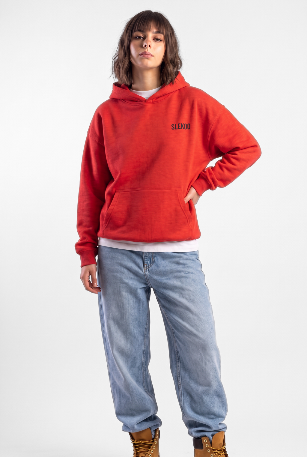 Unisex Red Oversize Slekoo Hoodie