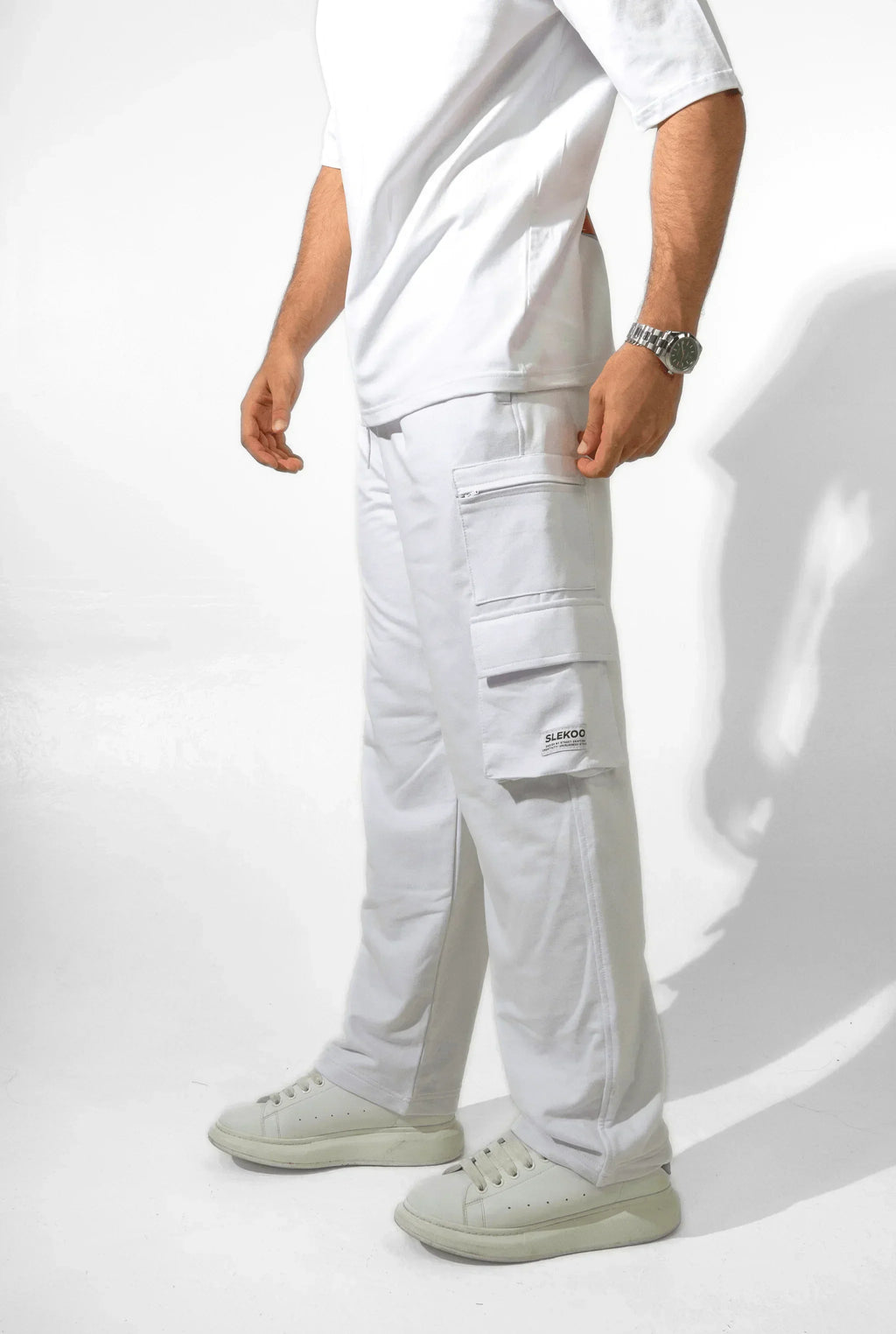 Unisex White Cargo Baggy Pants – slekoo