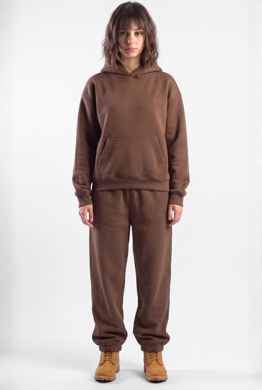 Basics Unisex Brown Tracksuit Oversize Hoodie & Closed Bottom Sweatpants